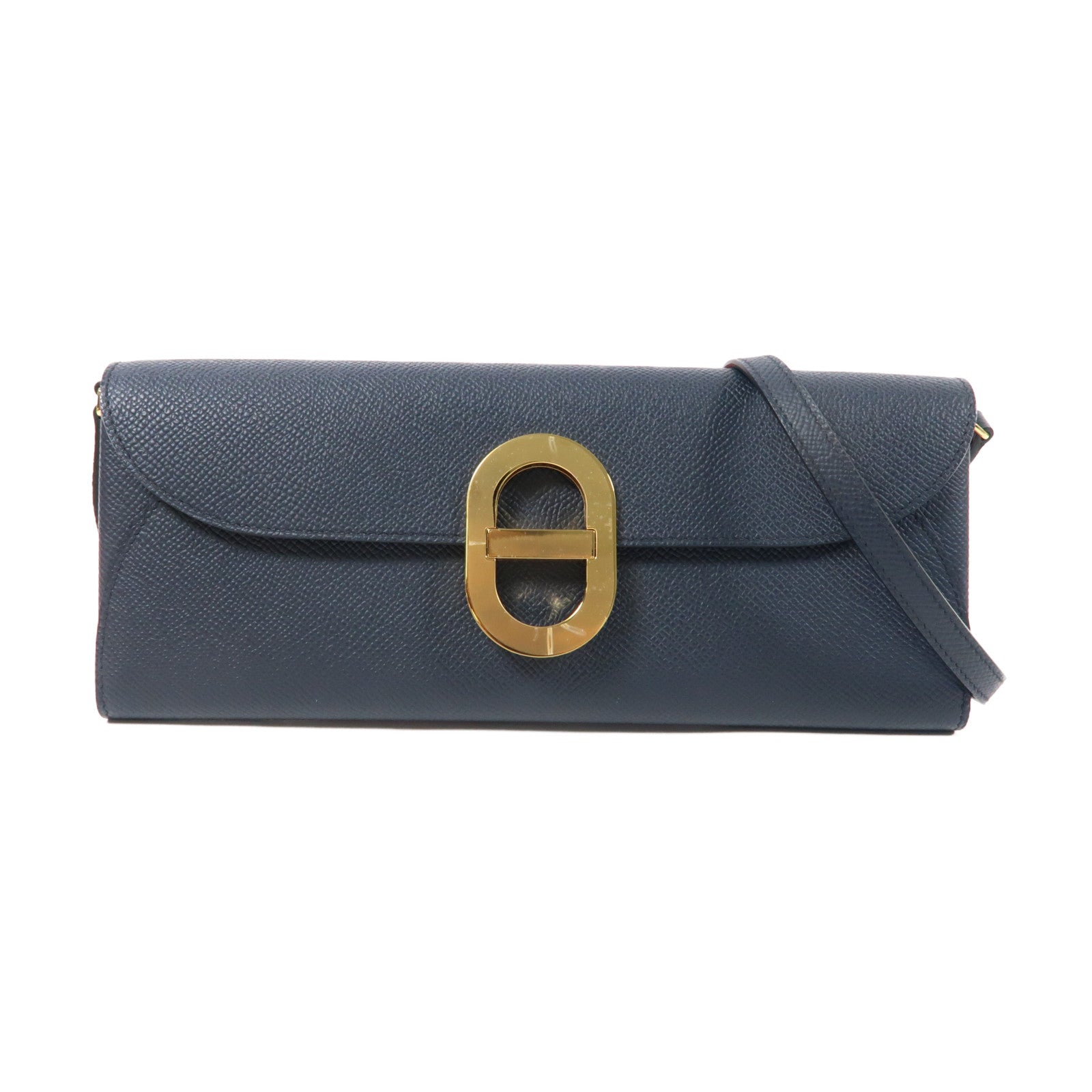 HERMES Epsom皮革Chaine D' Ancre To Go金扣肩背袋Bleu Indigo/靛藍色
