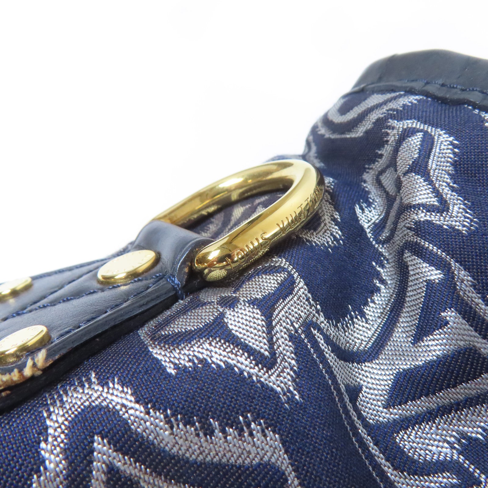 LOUIS VUITTON 【激減優惠】帆布/皮革Aviator Shoulder Bag金扣手挽肩背兩用袋深藍色/啡色