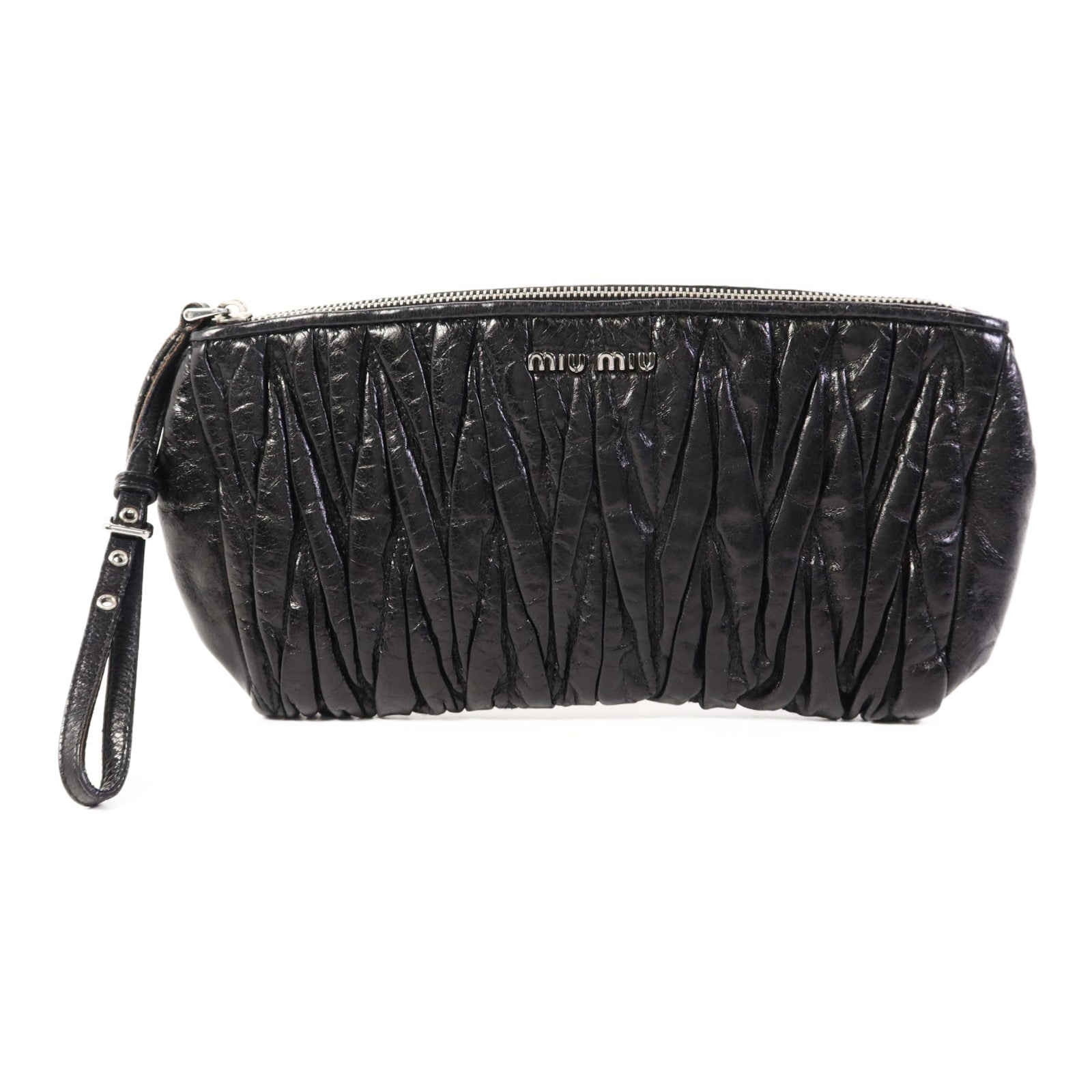 Miu Miu 牛皮皮革Pouch銀扣小袋