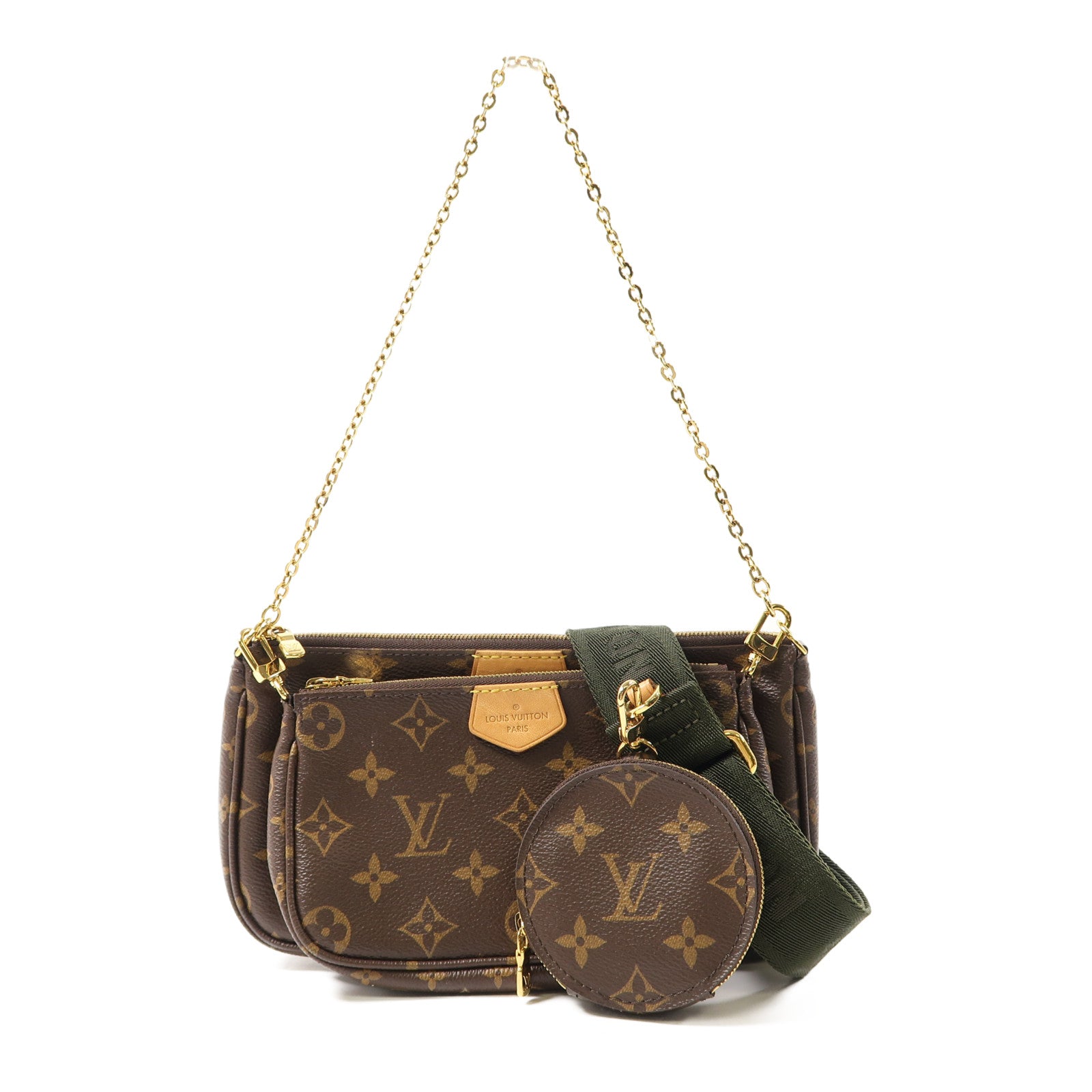 LOUIS VUITTON Monogram POCHETTE ACCESSOILES 金扣肩背袋啡色