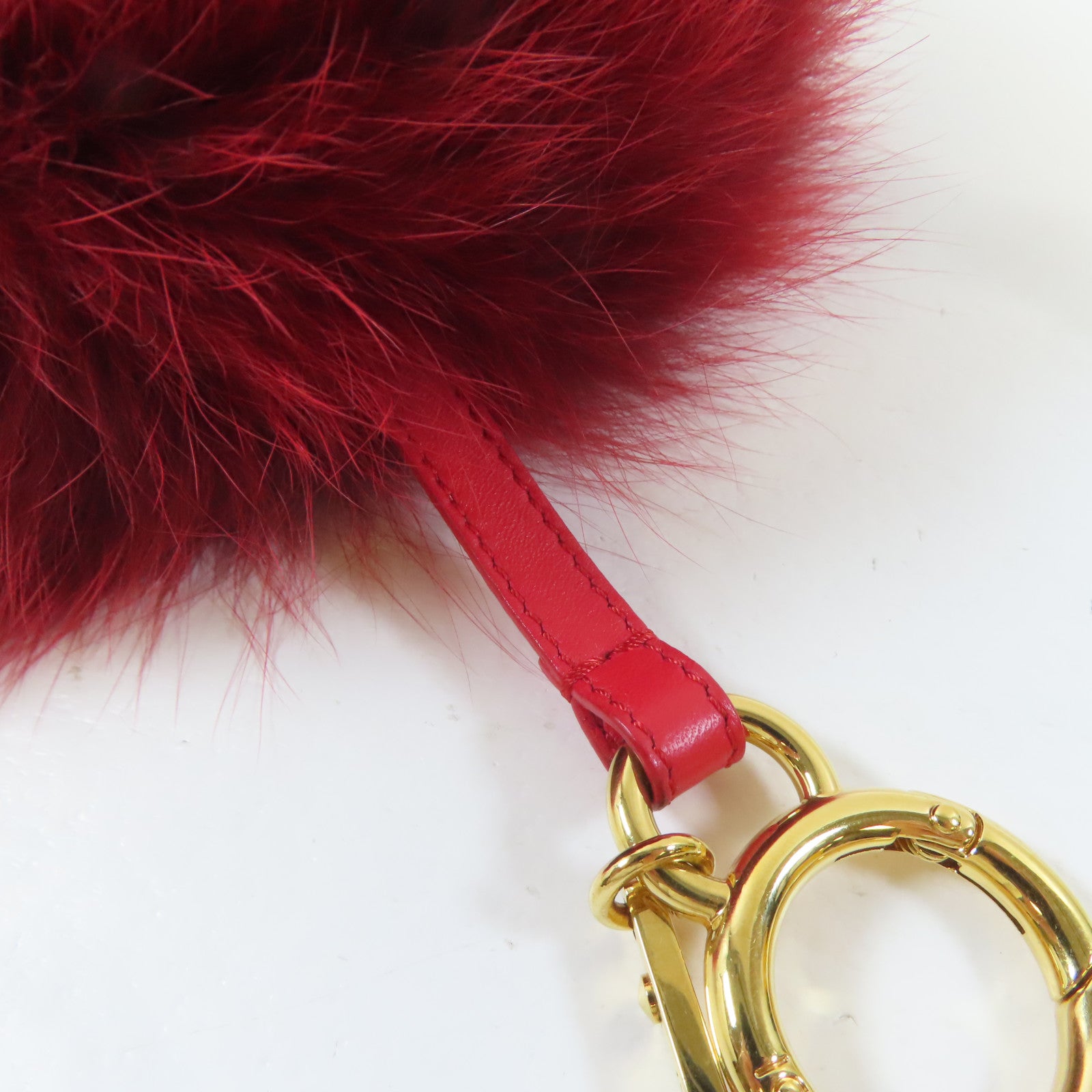 FENDI 毛皮Keychain Charm金扣鎖匙扣紅色/粉紅色