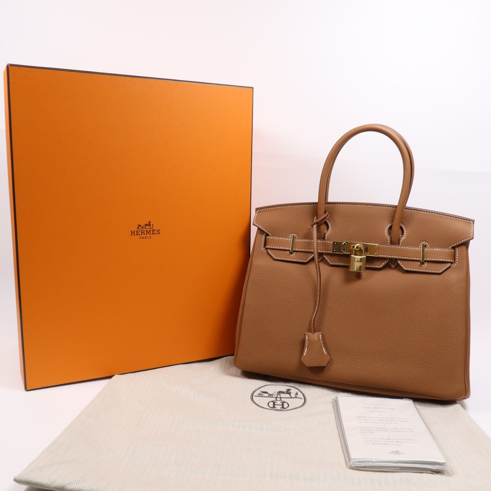 HERMES Togo皮革Birkin 30金扣手挽袋Gold