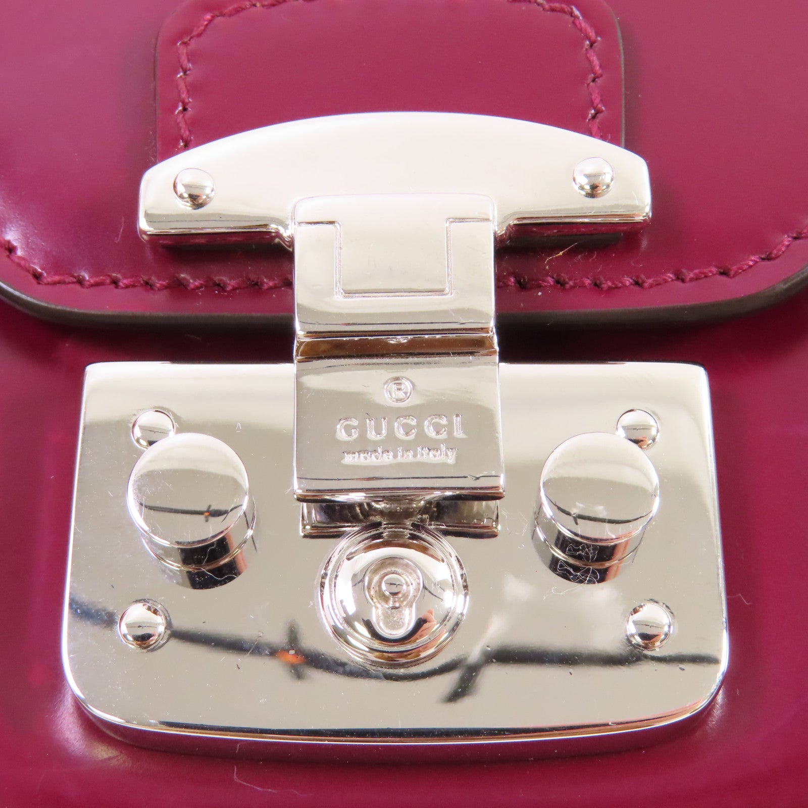 GUCCI 牛皮皮革Chain Pouch Long wallet銀扣長錢包紫色