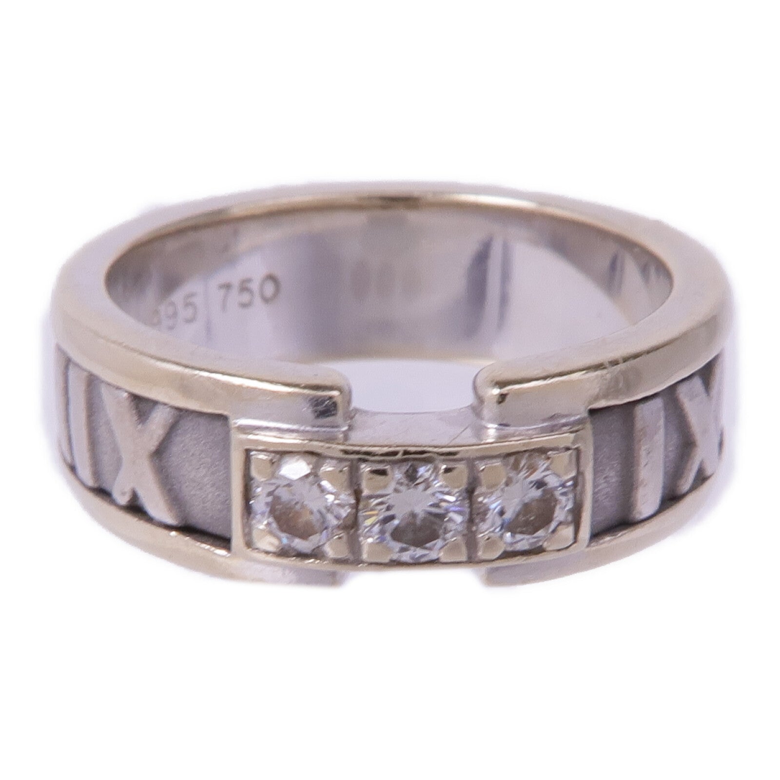 TIFFANY＆CO 18K白金Vintage Atlas Ring With Diamonds鑽石戒指US#4