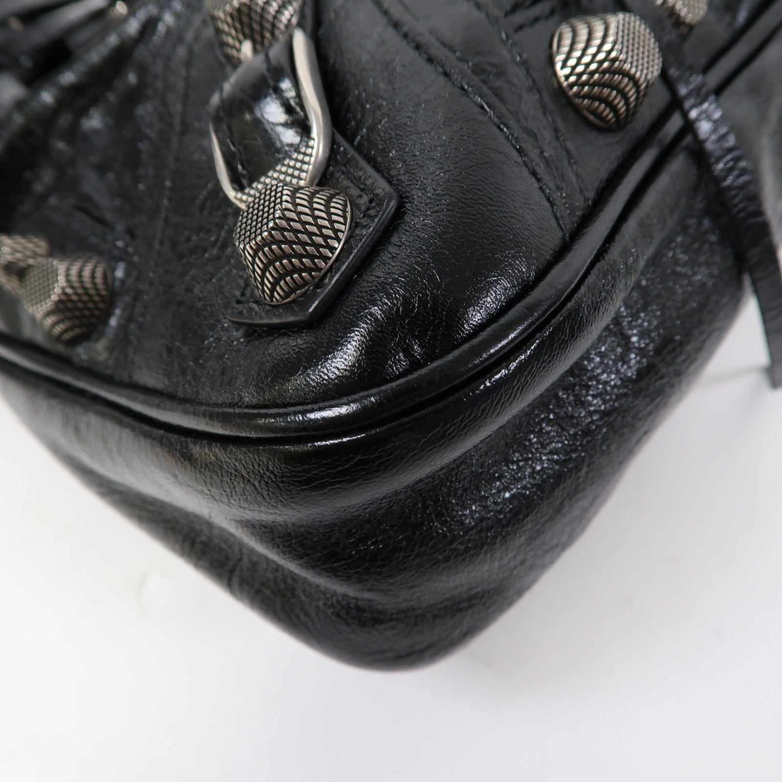 BALENCIAGA 牛皮皮革Le Cagole Tote Bag銀扣手挽肩背兩用袋黑色