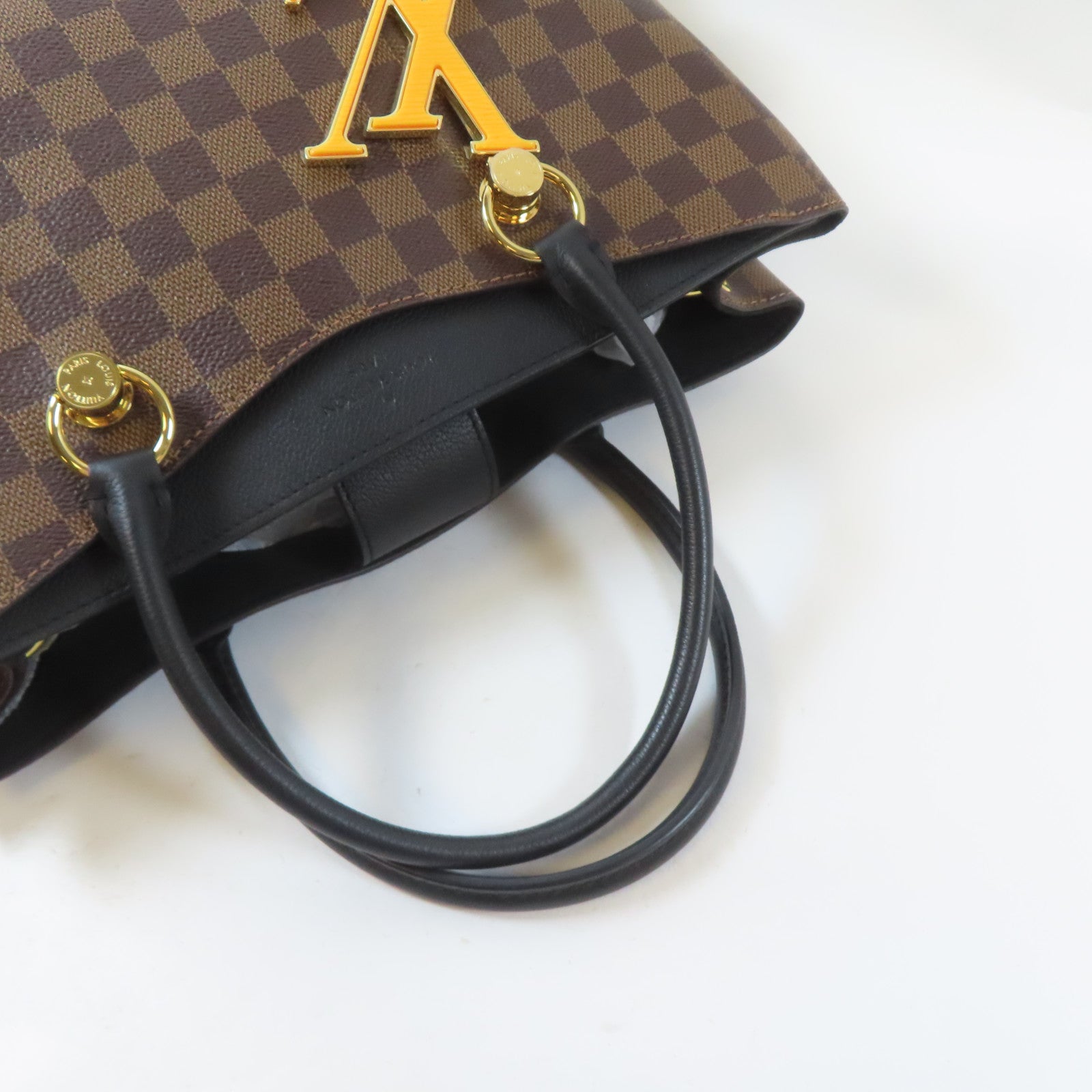 LOUIS VUITTON Damier Riverside金扣手挽肩背兩用袋啡色