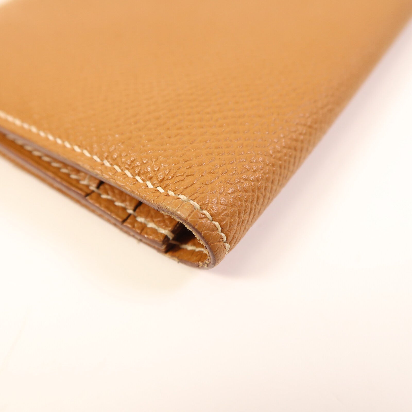 HERMES 【激減優惠】Epsom皮革Bearn W Snap Wallet銀扣長錢包Gold