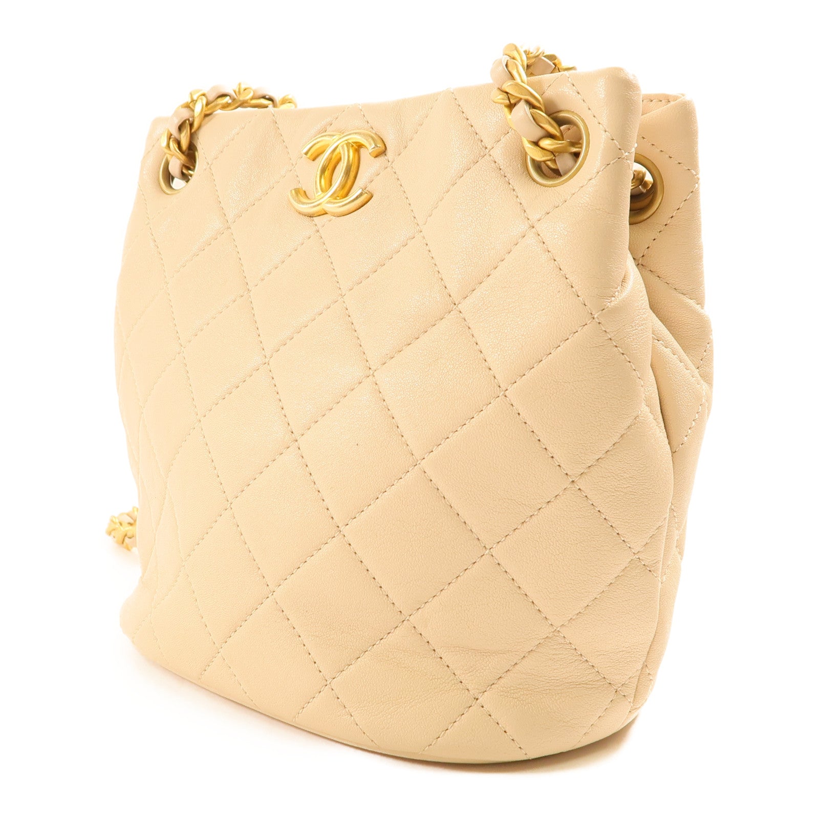 CHANEL 羊皮皮革Shoulder Bag 金扣鏈帶肩背袋