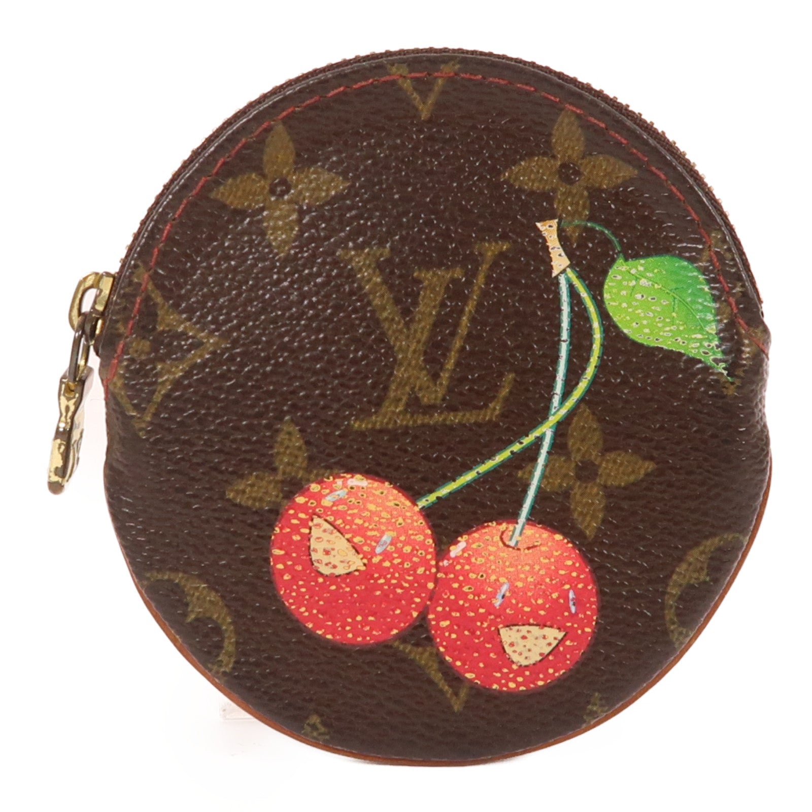 LOUIS VUITTON Monogram Cherry Coin Case金扣零錢包啡色/紅色