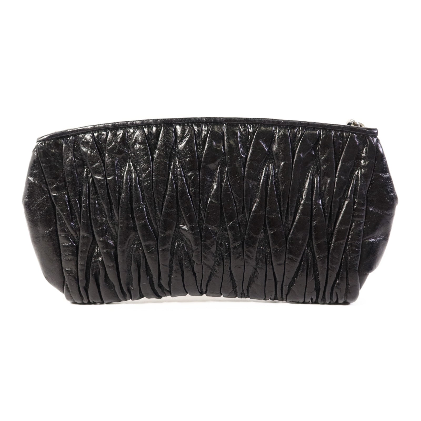 Miu Miu 牛皮皮革Pouch銀扣小袋