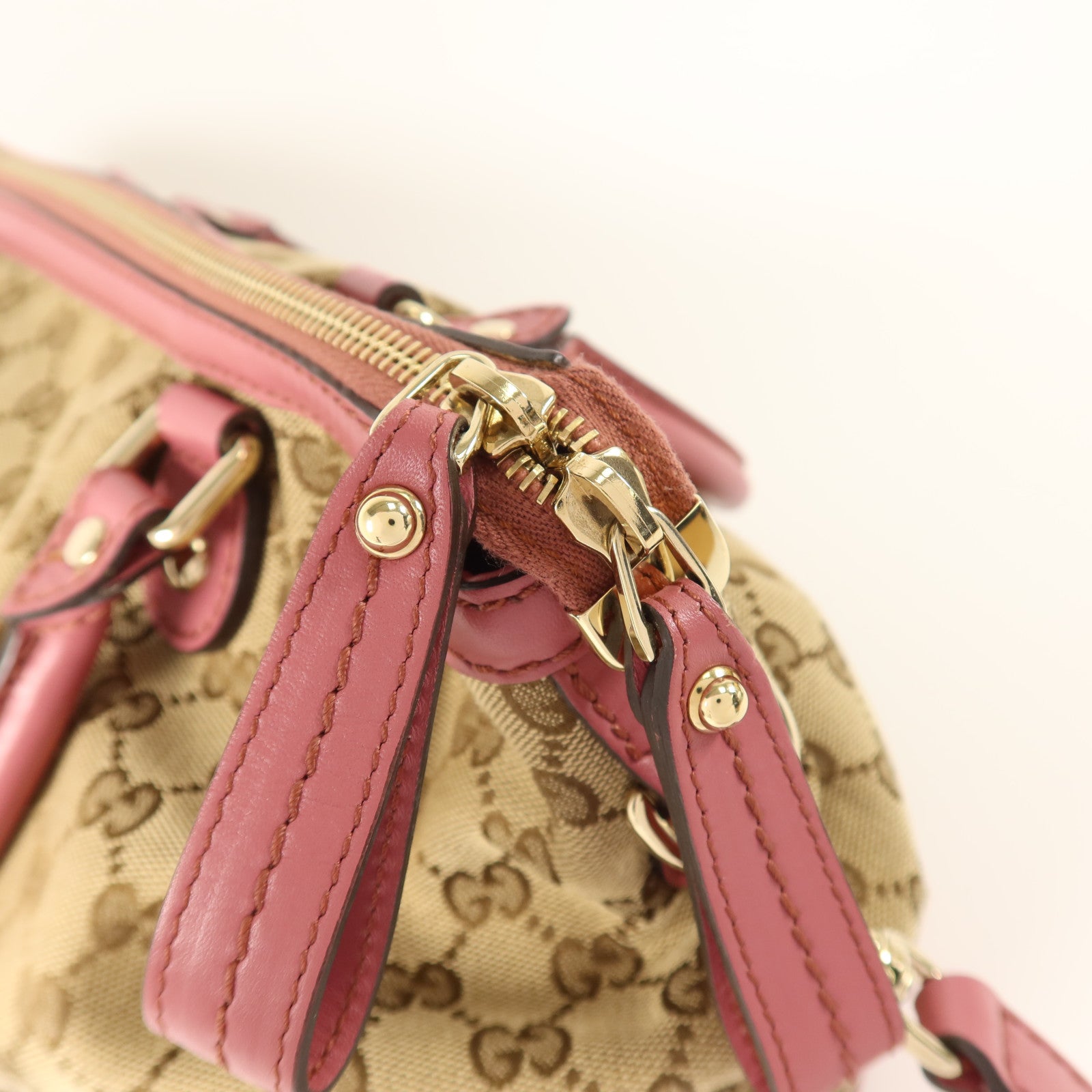 GUCCI GG帆布2Way Shoulder金扣手挽肩背兩用袋