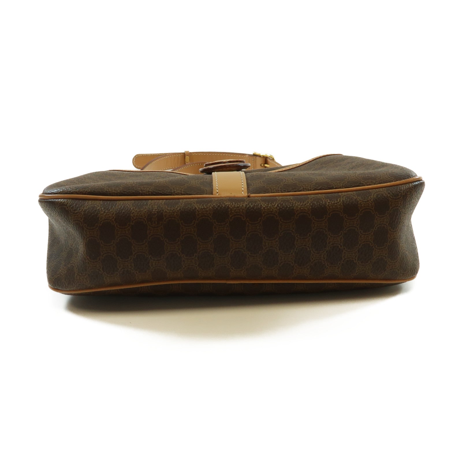 CELINE 塗層帆布Macadam Blason金扣肩背袋啡色