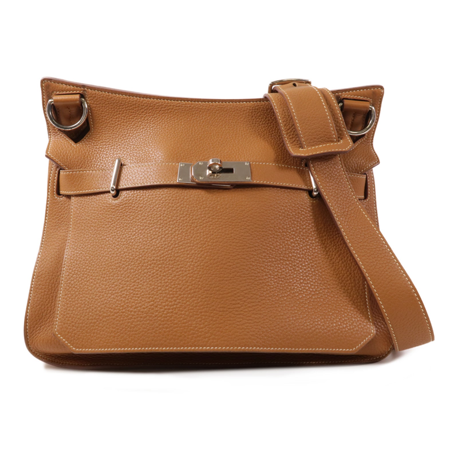 HERMES Clemence皮革Jypsiere 34銀扣肩背袋Gold