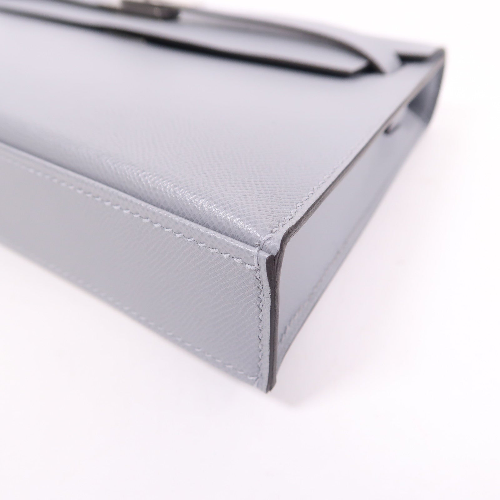 HERMES Madame皮革Kelly Elan銀扣肩背袋Gris Pantin