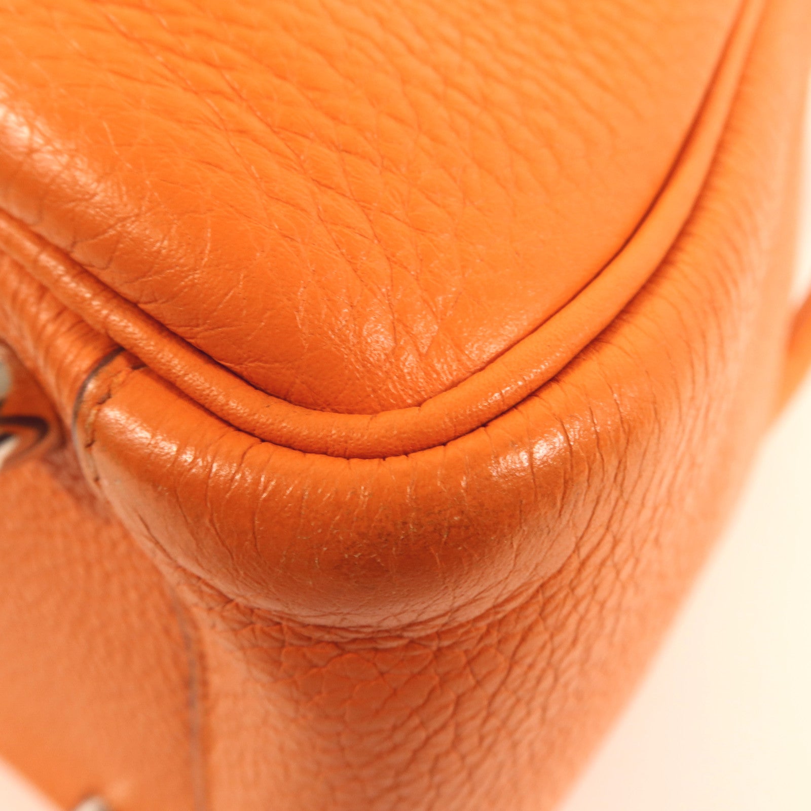 HERMES Clemence皮革Lindy 26銀扣手挽肩背兩用袋Orange