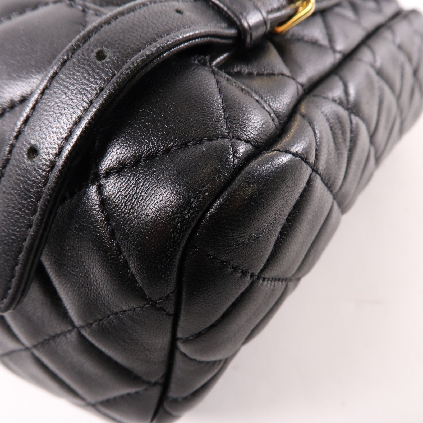 CHANEL 羊皮皮革Backpack金扣背包黑色