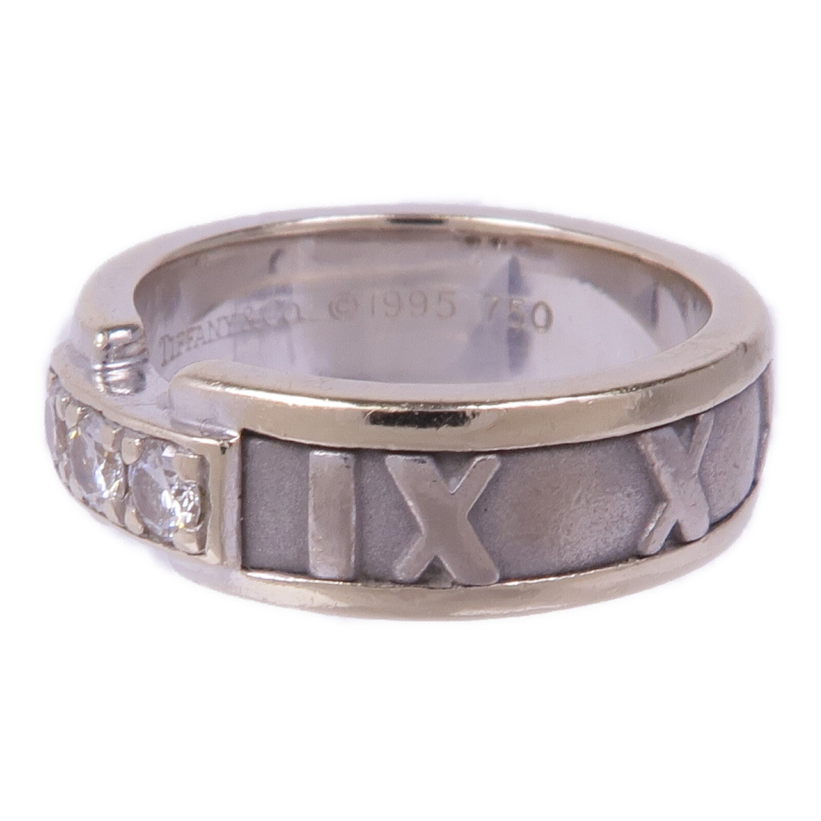 TIFFANY＆CO 18K白金Vintage Atlas Ring With Diamonds鑽石戒指US#4