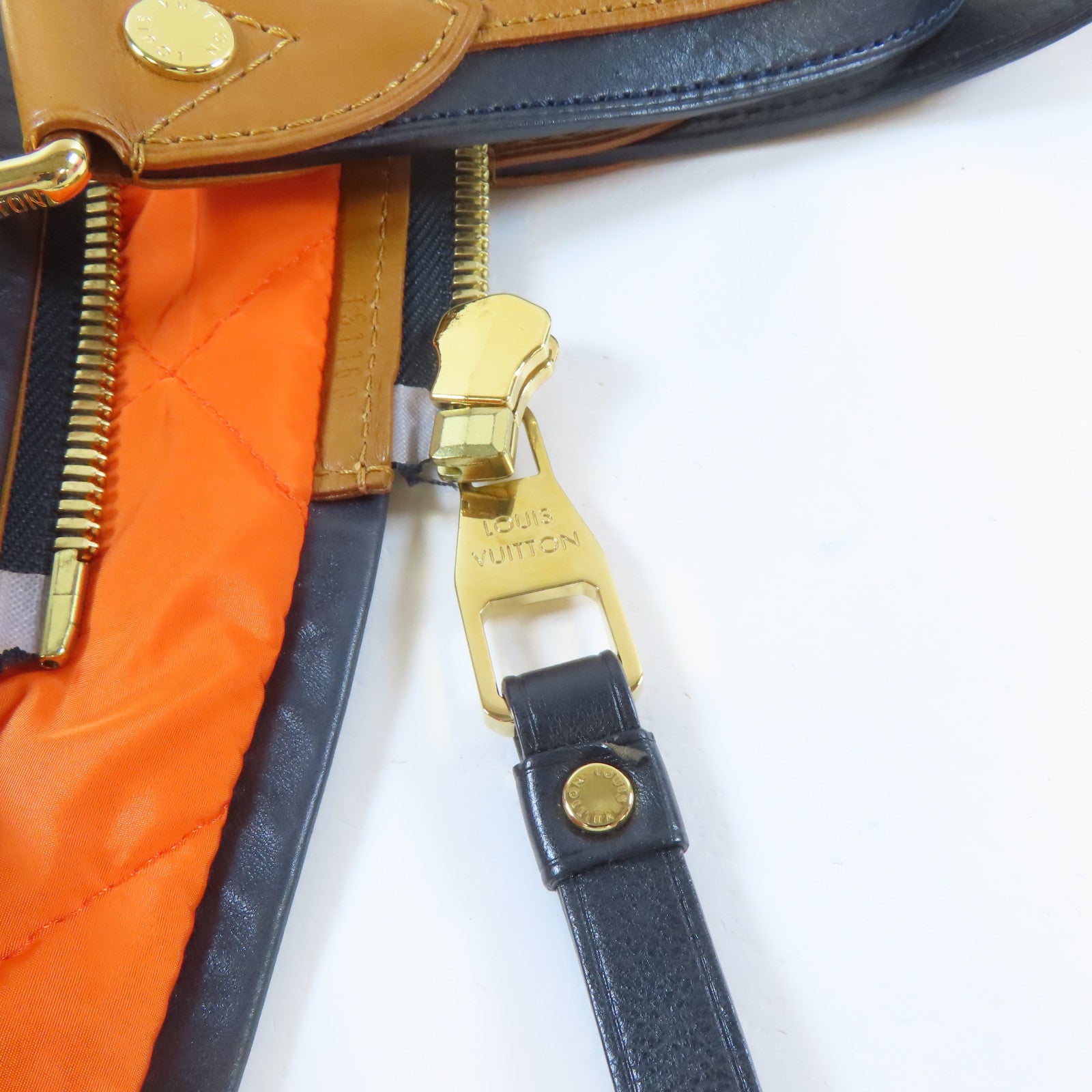 LOUIS VUITTON 【激減優惠】帆布/皮革Aviator Shoulder Bag金扣手挽肩背兩用袋深藍色/啡色