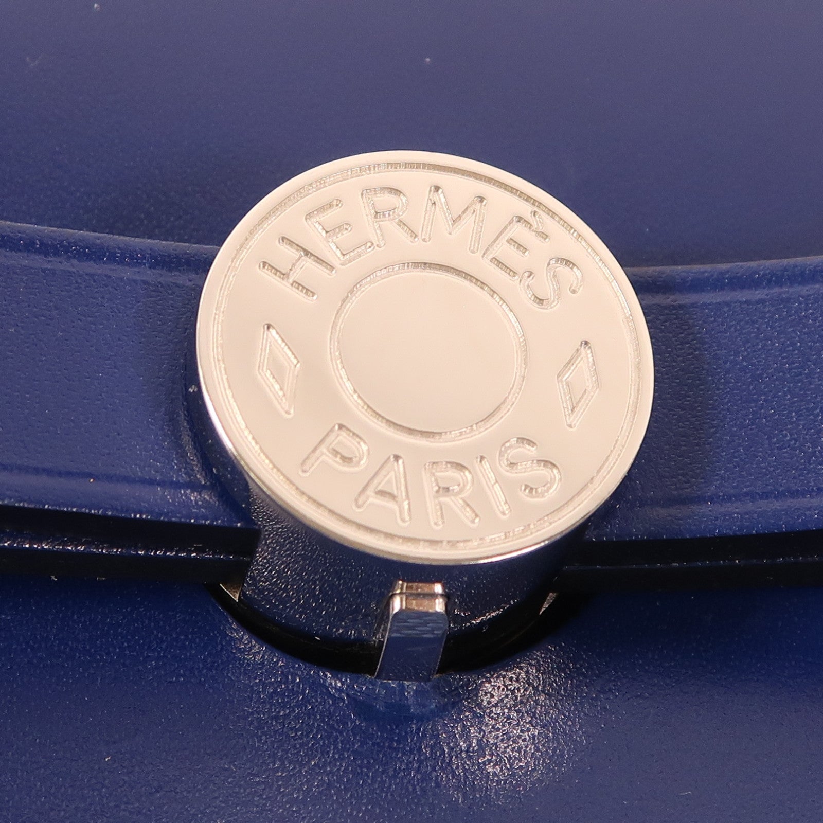HERMES 【激減優惠】帆布Herbag PM銀扣手挽肩背兩用袋Bleu Brighton藍色