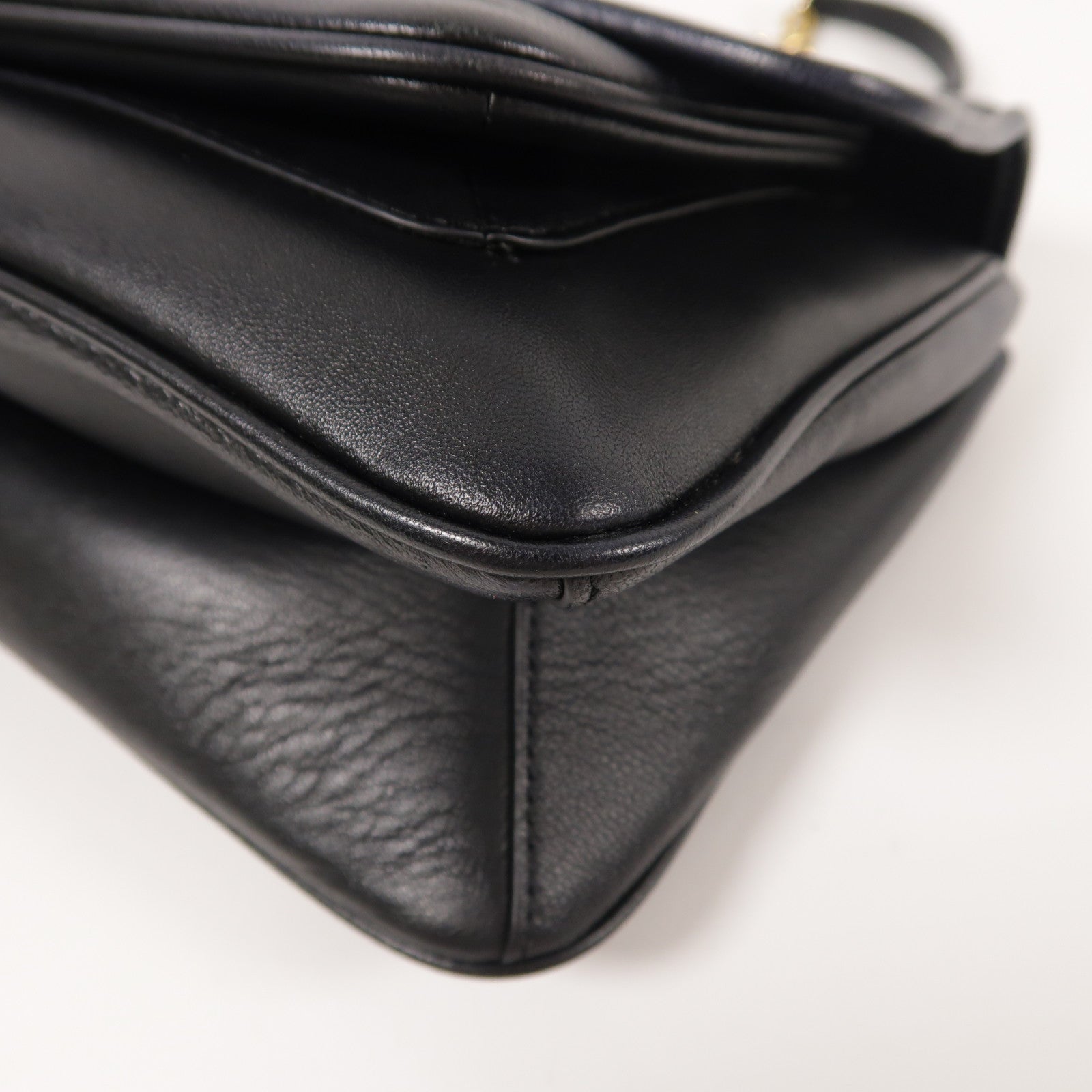 Furla GHW Chain Shoulder Bag Calfskin Leather Black