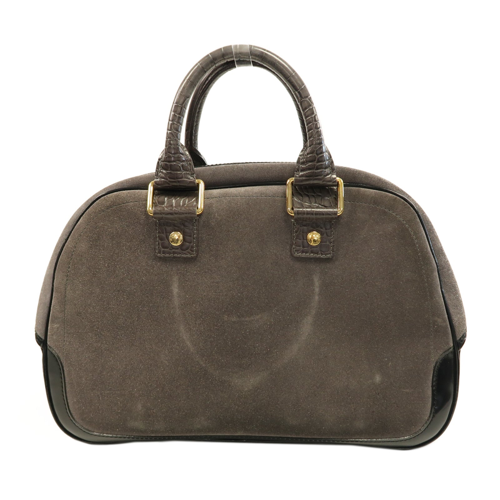 LOUIS VUITTON 絨面皮革Cruise Stamp Bag金扣手挽袋灰色