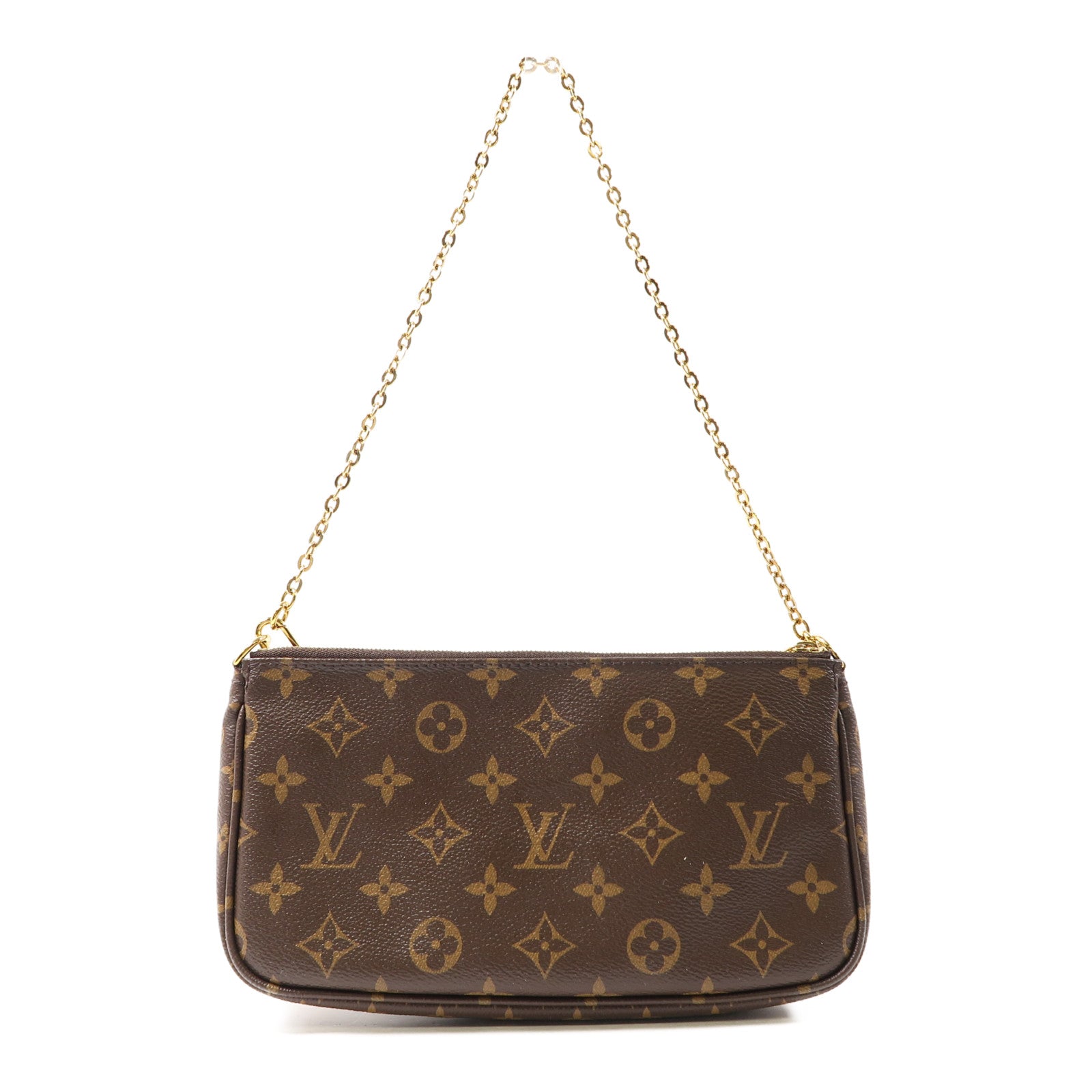 LOUIS VUITTON Monogram POCHETTE ACCESSOILES 金扣肩背袋啡色