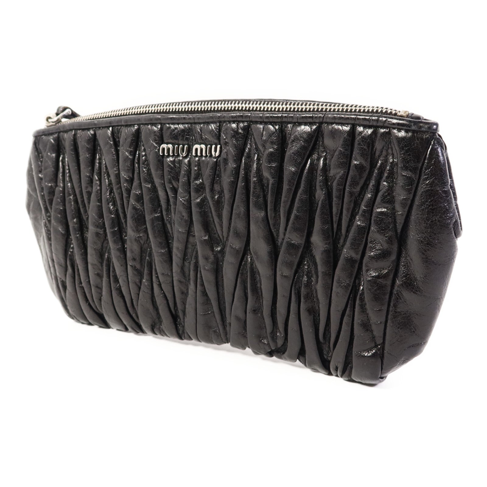 Miu Miu 牛皮皮革Pouch銀扣小袋