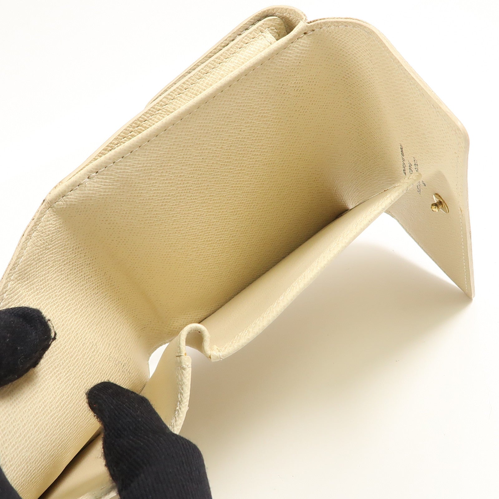 LOUIS VUITTON Damier Azur Portefeuille Elise金扣錢包白色