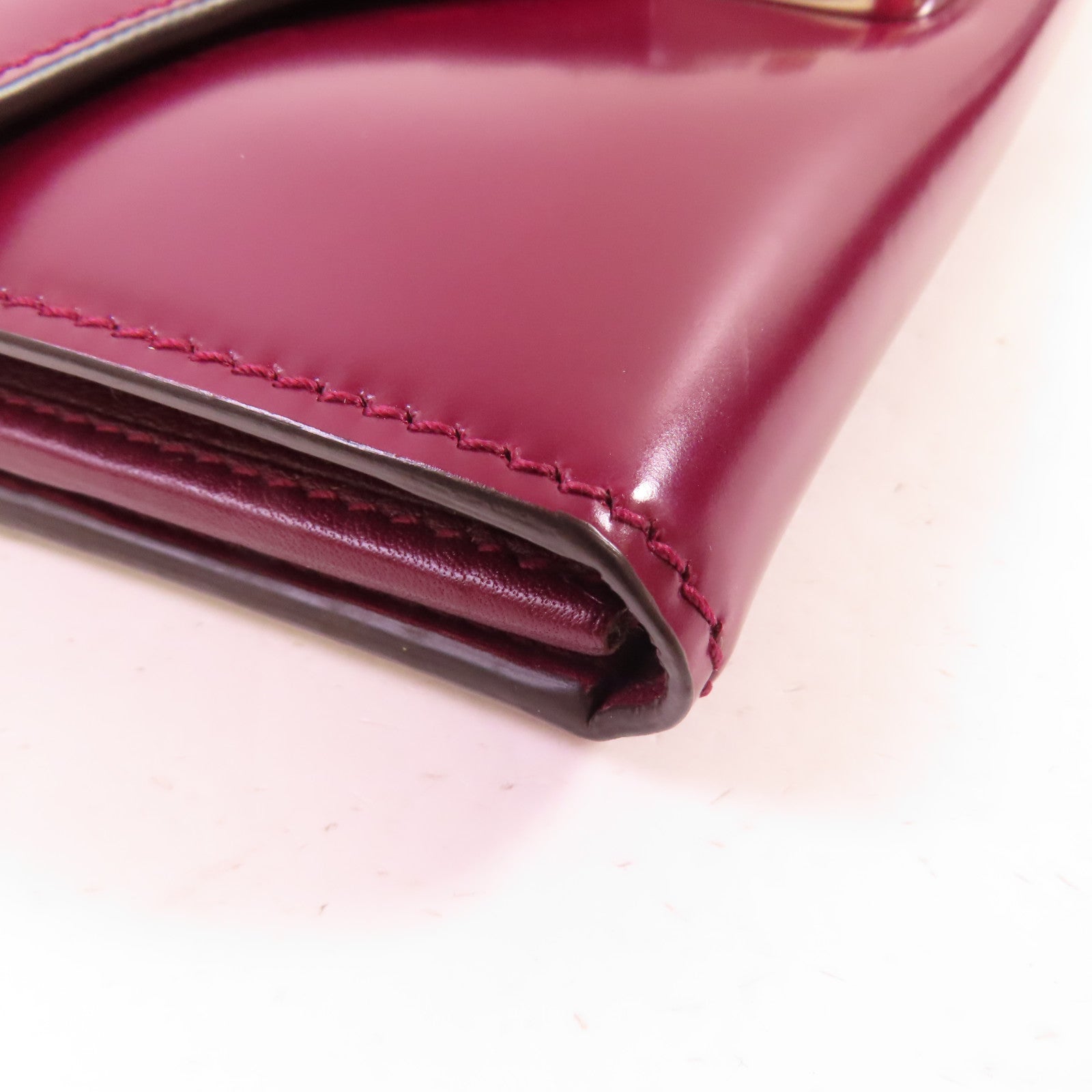 GUCCI 牛皮皮革Chain Pouch Long wallet銀扣長錢包紫色