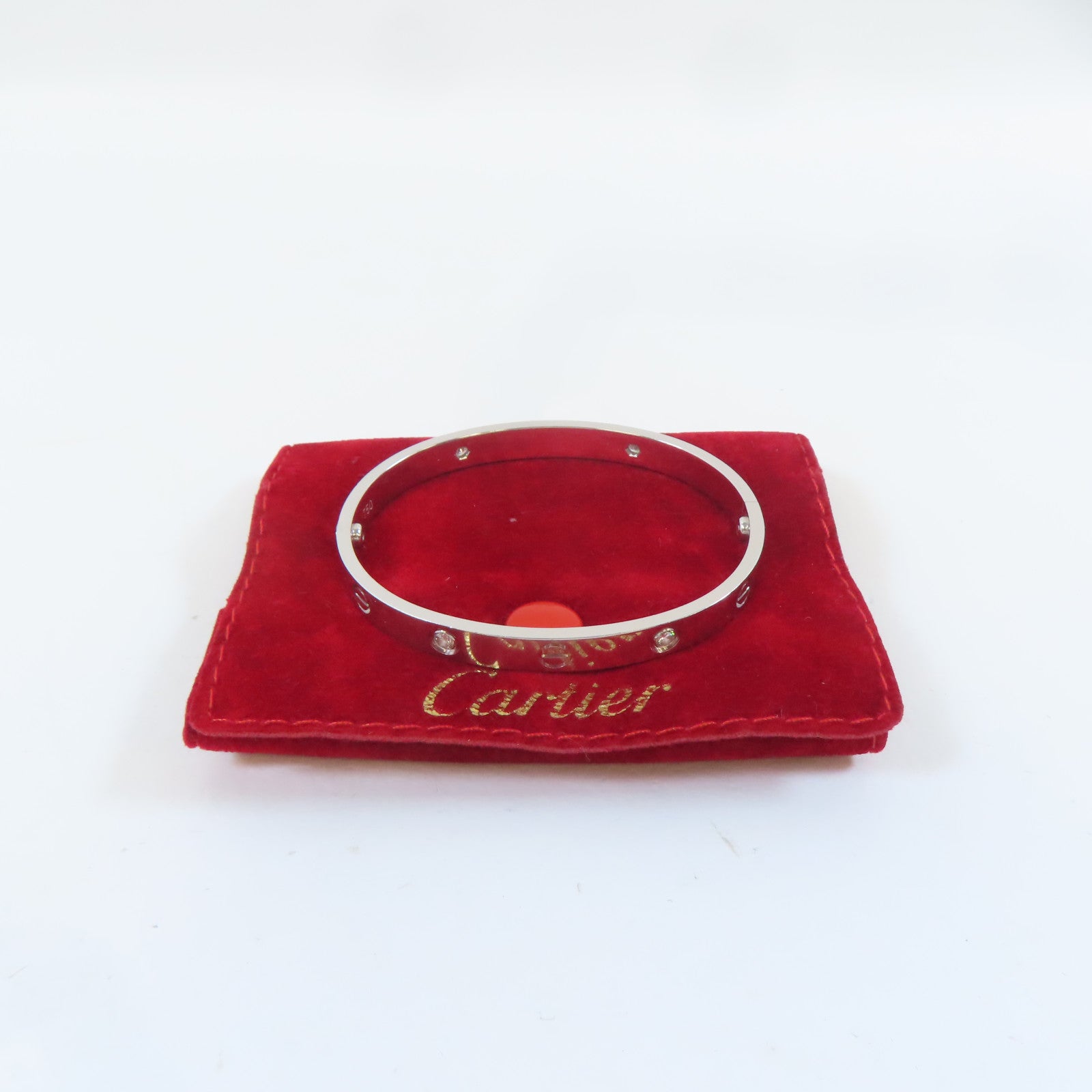 CARTIER 【激減優惠】18K白金4 Diamonds Love Bangle手鐲Cartier#17/#16.25cm