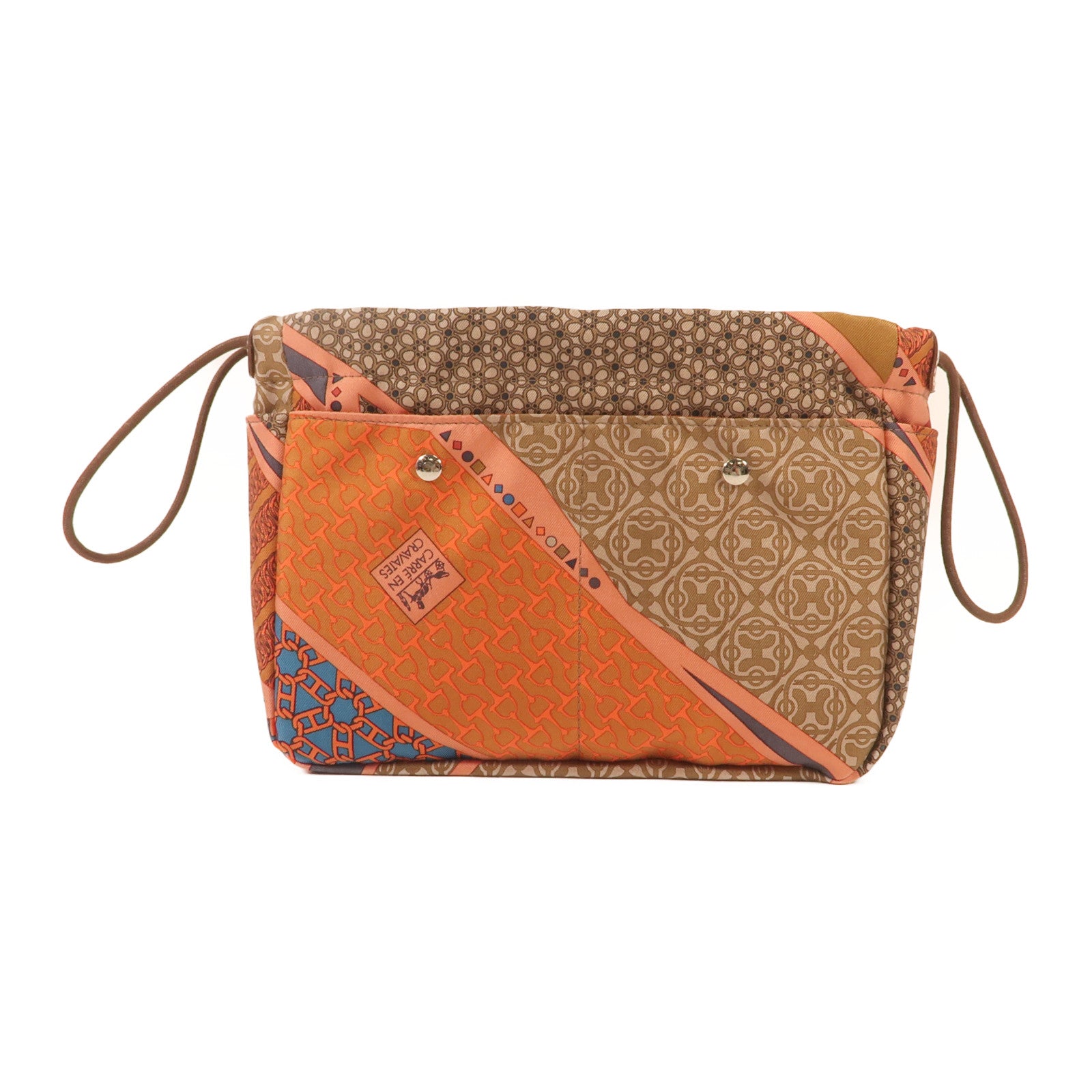 HERMES 絲質/牛皮皮革Fourbi 20手拿包橙色