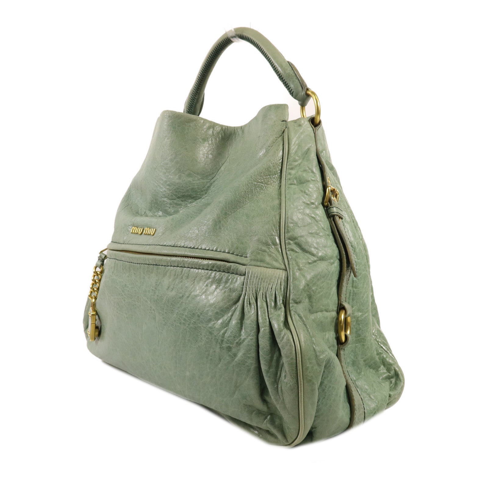 Miu Miu 牛皮皮革2 Way Shoulder金扣手挽肩背兩用袋