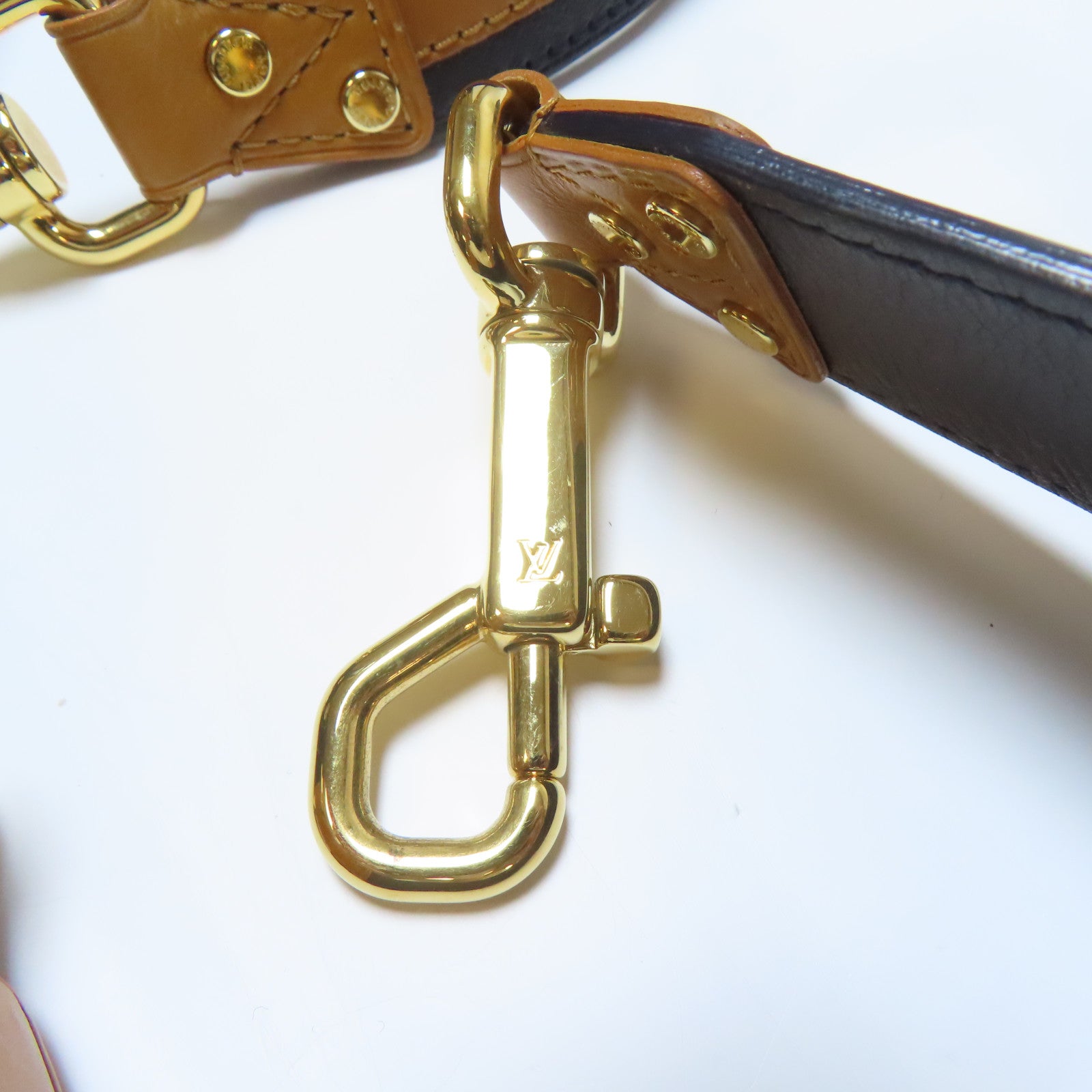 LOUIS VUITTON 【激減優惠】帆布/皮革Aviator Shoulder Bag金扣手挽肩背兩用袋深藍色/啡色