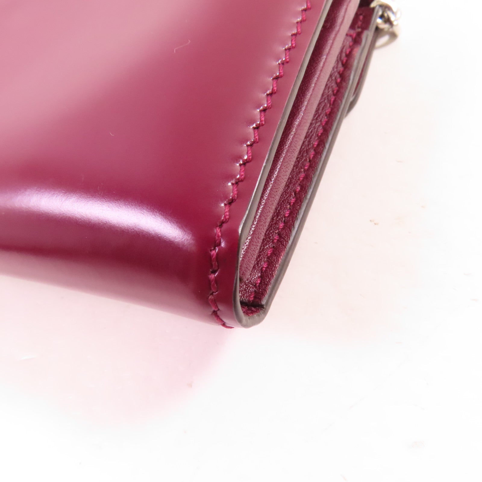 GUCCI 牛皮皮革Chain Pouch Long wallet銀扣長錢包紫色