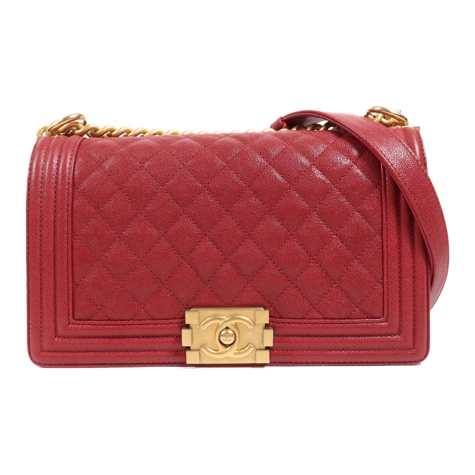 CHANEL 【激減優惠】牛皮皮革Boy 25金扣鏈帶肩背袋
