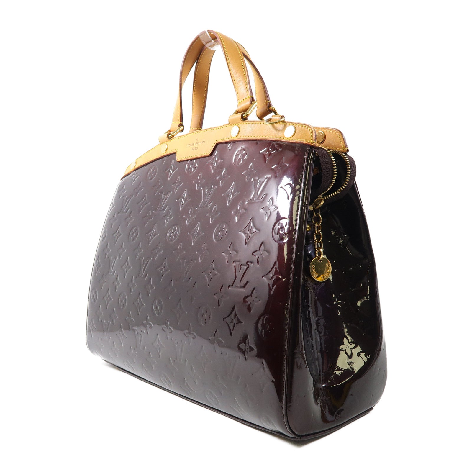 LOUIS VUITTON Vernis Brea GM金扣手挽肩背兩用袋酒紅色