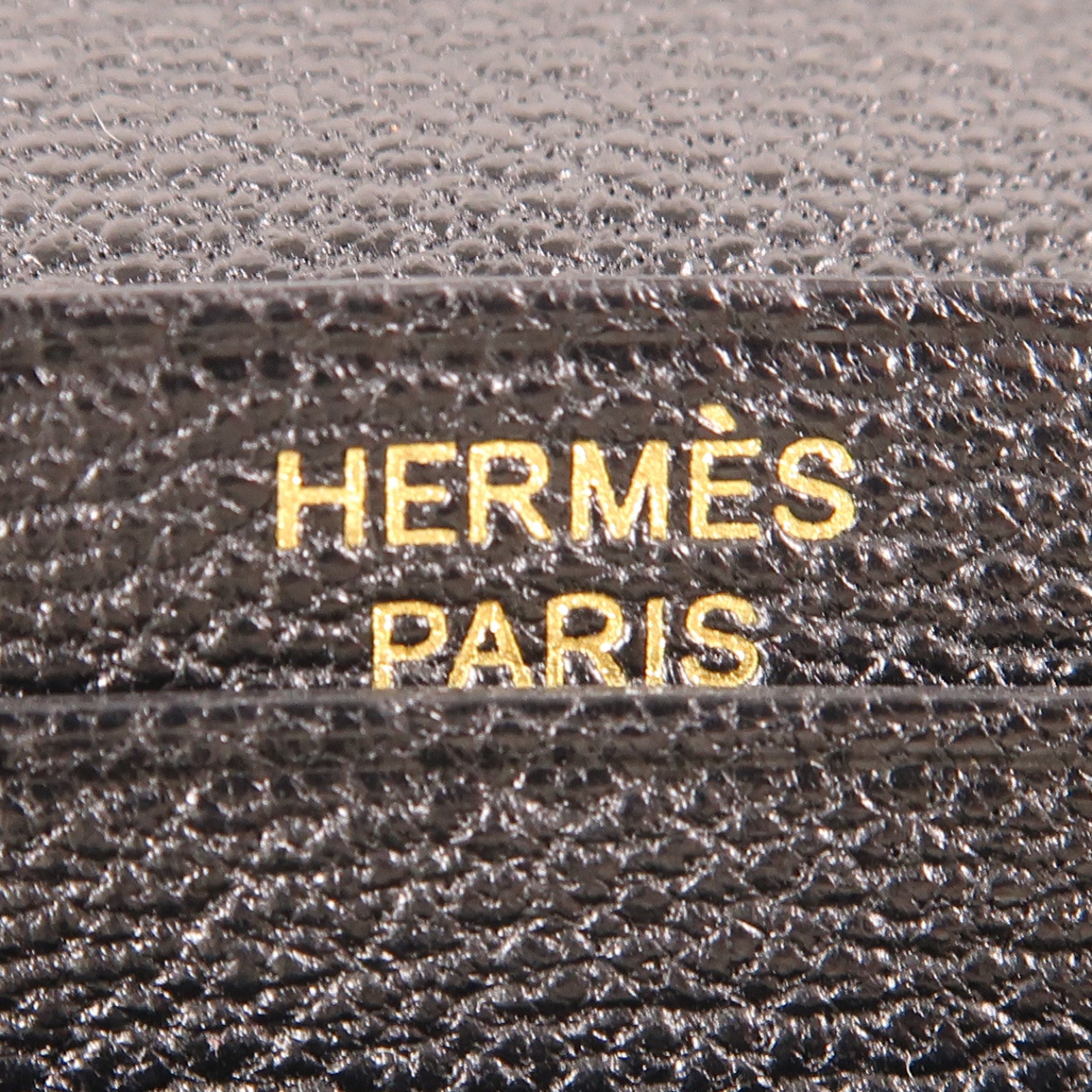 HERMES 鴕鳥皮革Portefeuille Bearn Souffle金扣長錢包Noir黑色