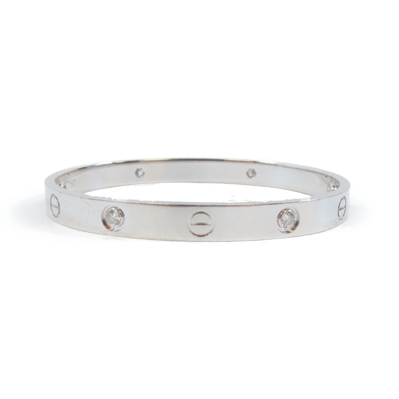 CARTIER (PRICE DOWN) 4 Diamonds Love Bangle 18K White Gold Cartier #17 #16.25cm