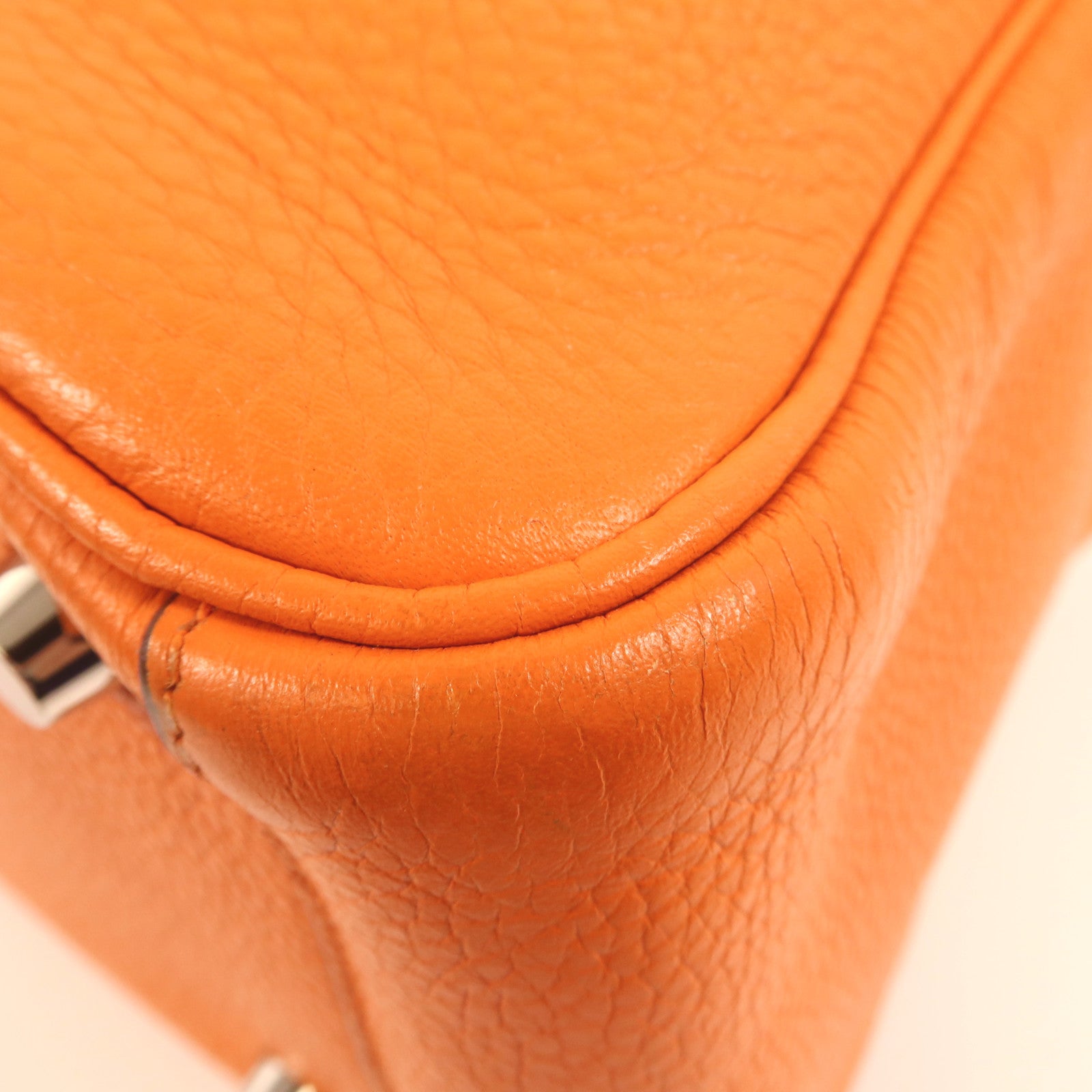 HERMES Clemence皮革Lindy 26銀扣手挽肩背兩用袋Orange