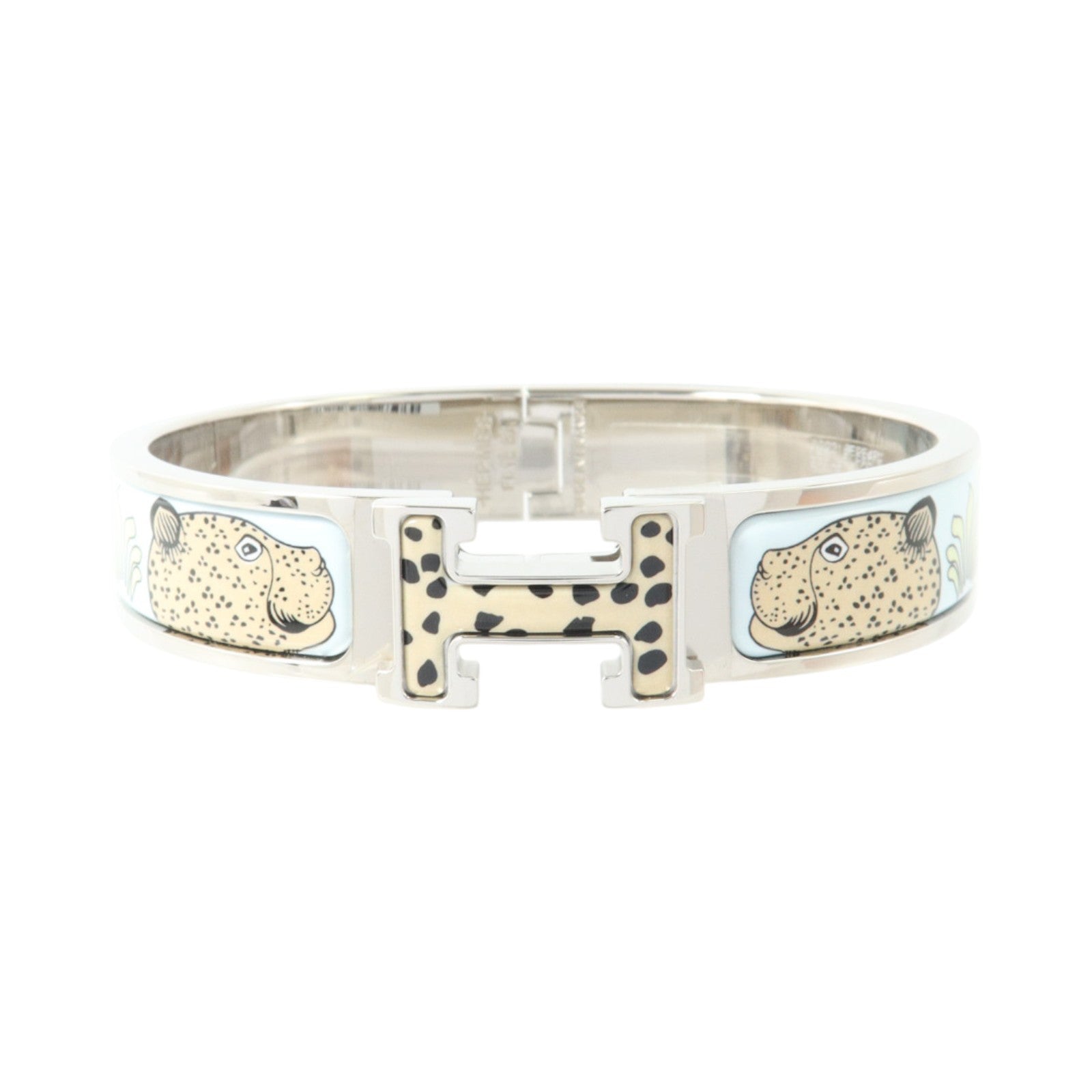 HERMES 金屬/琺瑯Clic H Bracelet銀扣手鏈