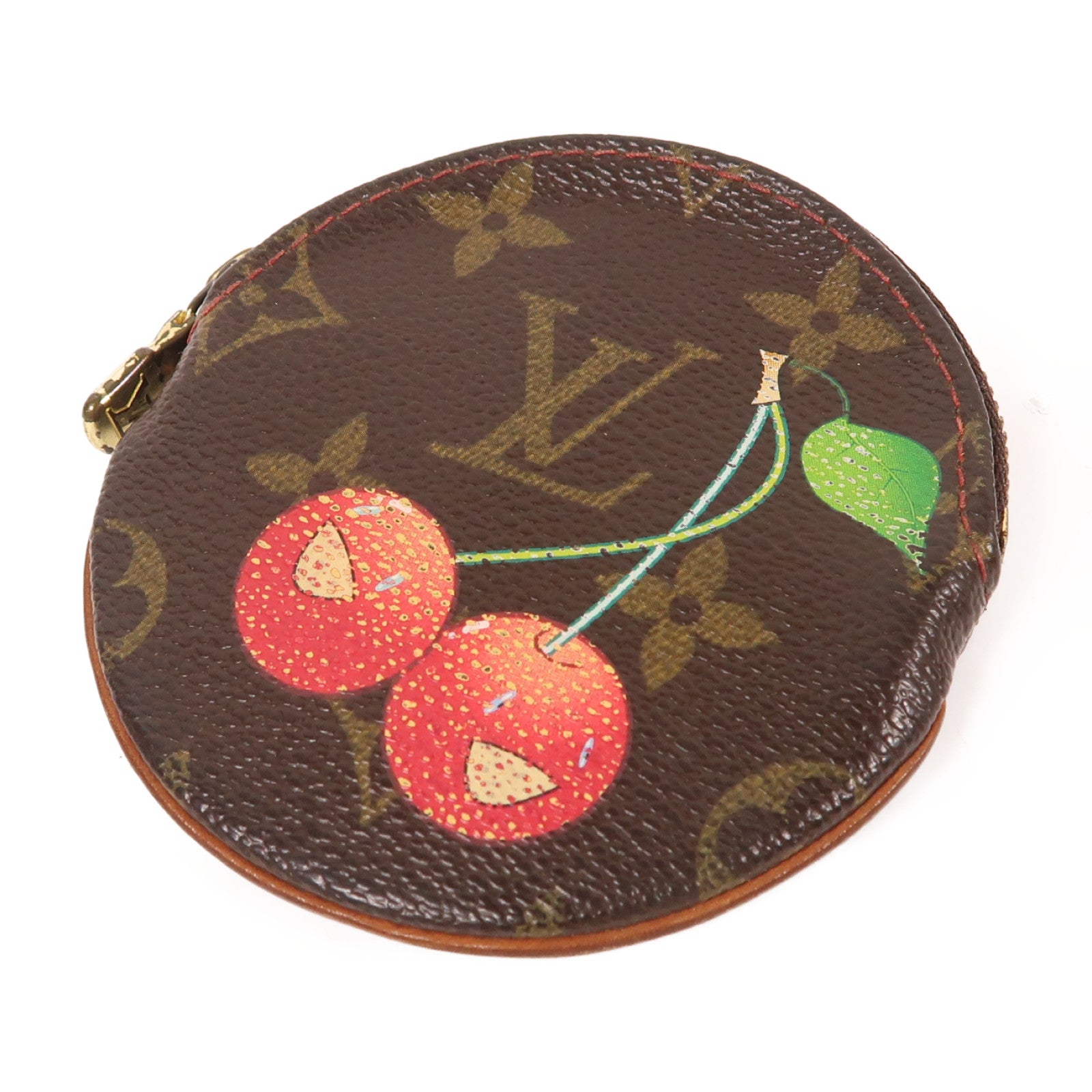 LOUIS VUITTON Monogram Cherry Coin Case金扣零錢包啡色/紅色