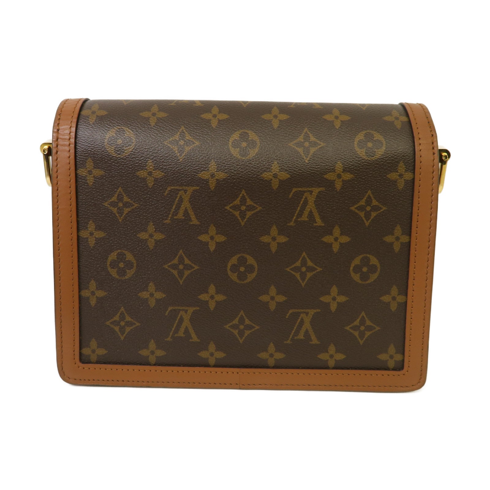 LOUIS VUITTON Monogram Reverse Dauphine金扣肩背袋啡色
