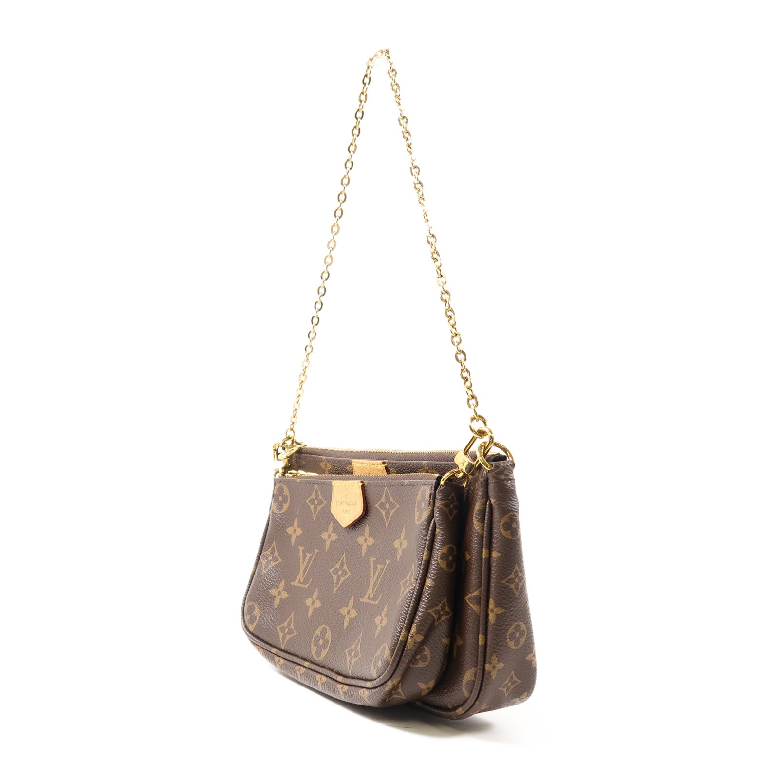 LOUIS VUITTON Monogram POCHETTE ACCESSOILES 金扣肩背袋啡色