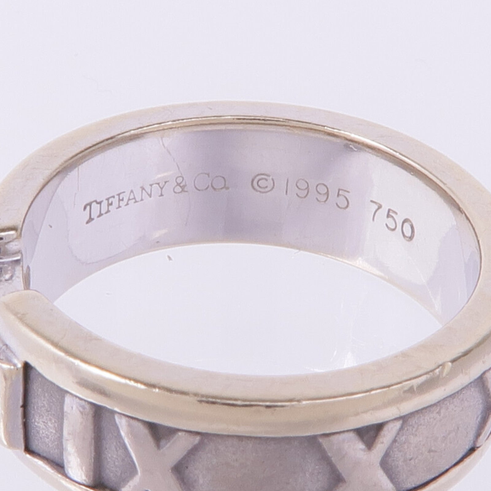 TIFFANY＆CO 18K白金Vintage Atlas Ring With Diamonds鑽石戒指US#4