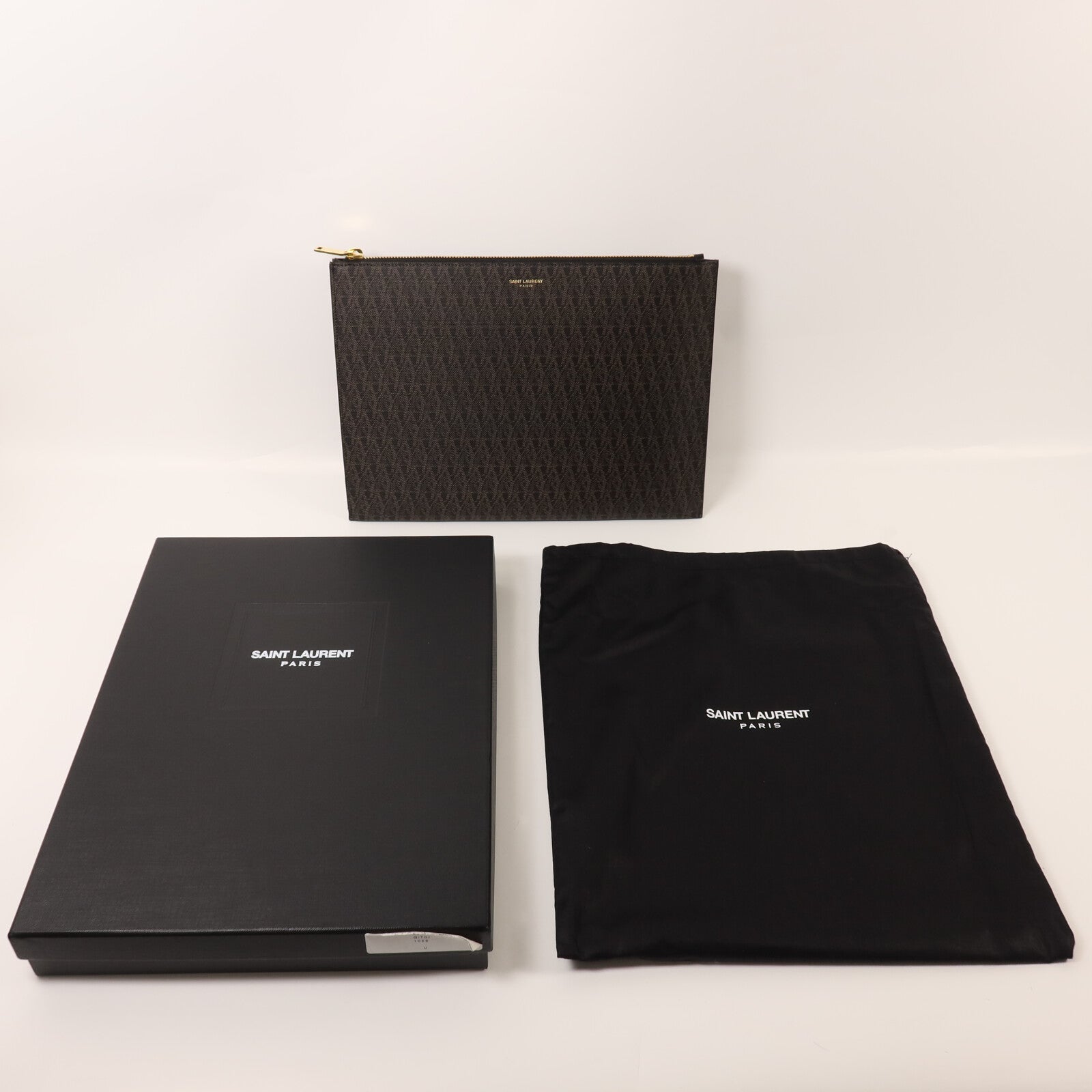 YVES SAINT LAURENT 塗層帆布Pouch金扣手拿包