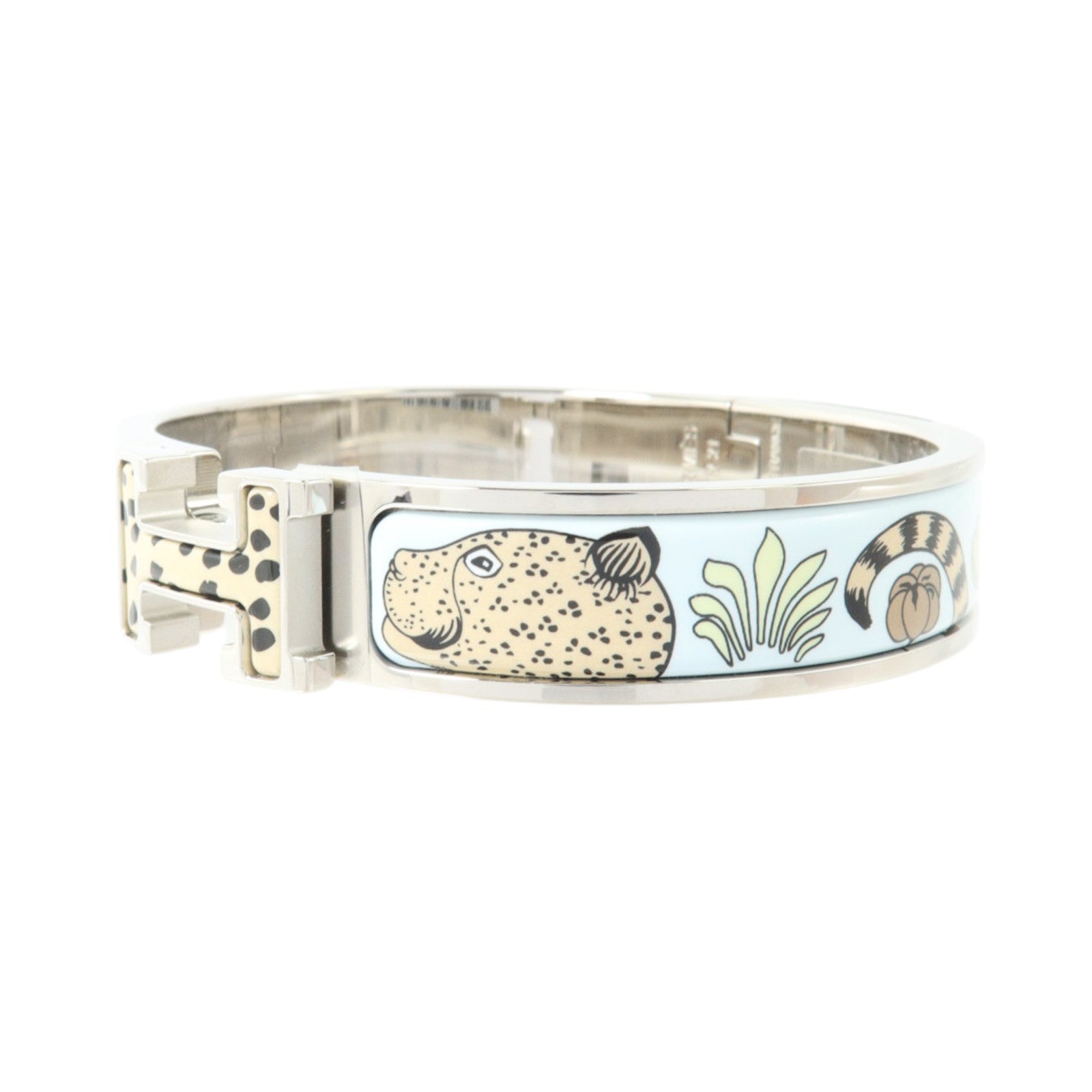 HERMES 金屬/琺瑯Clic H Bracelet銀扣手鏈