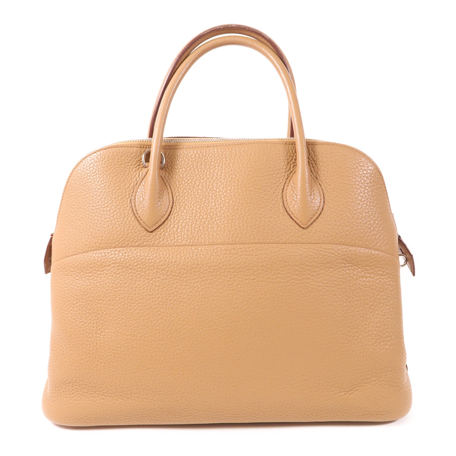 HERMES Clemence皮革Bolide 35銀扣手挽肩背兩用袋Tabac Camel