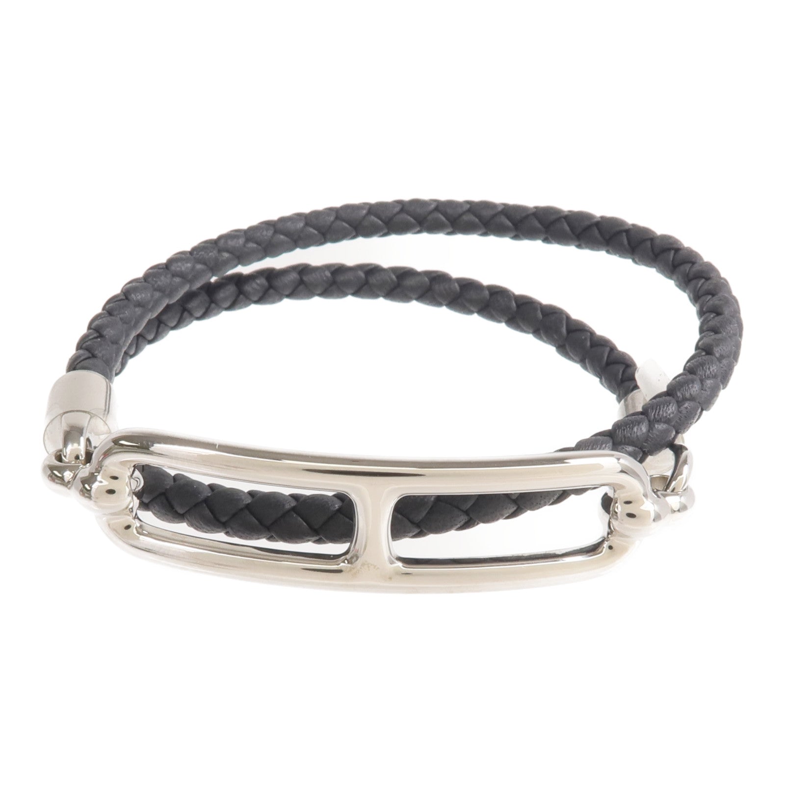 HERMES Swift皮革Roulis Double Bracelet銀扣手鏈