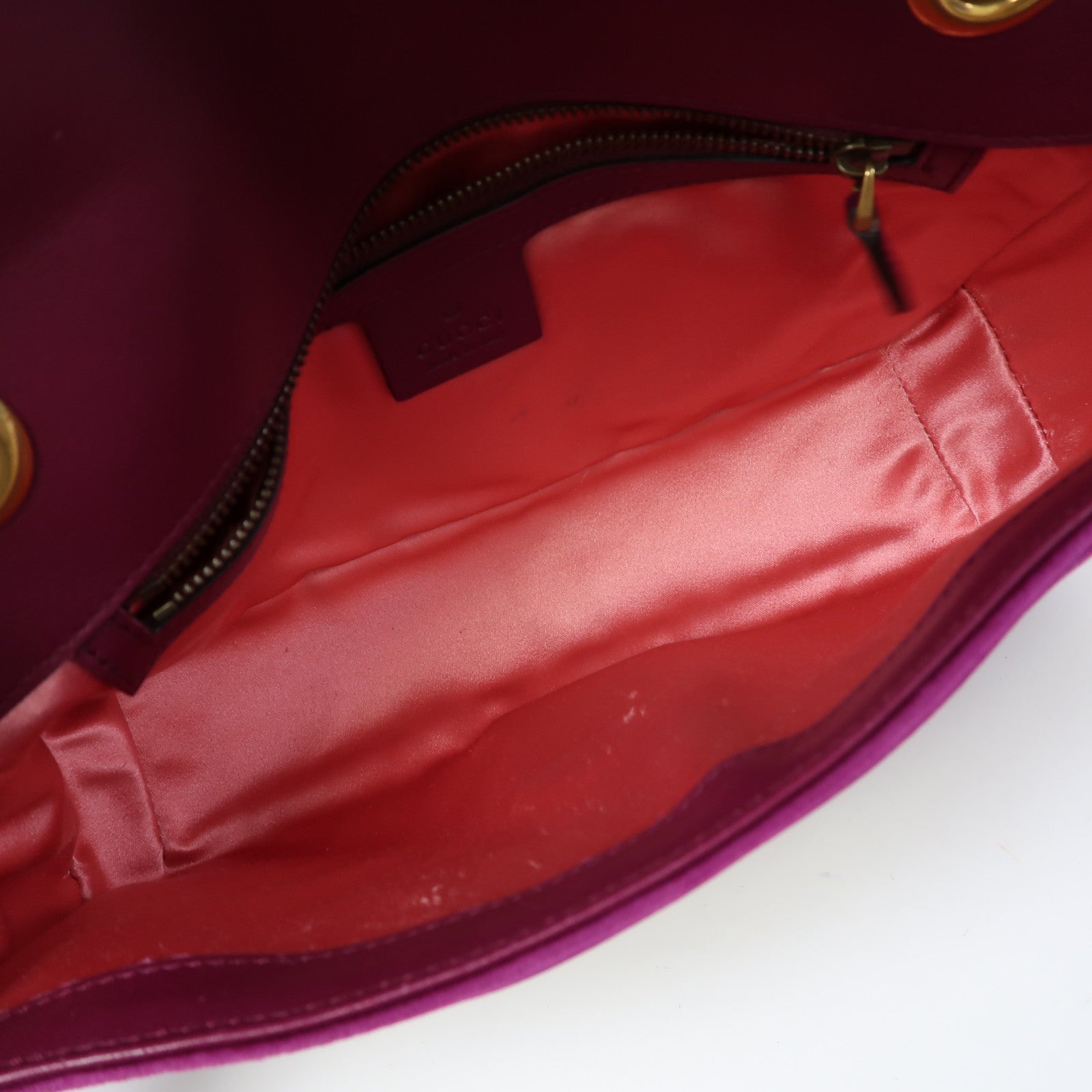 GUCCI 【激減優惠】絨布GG Marmont金扣鏈帶肩背袋紫色