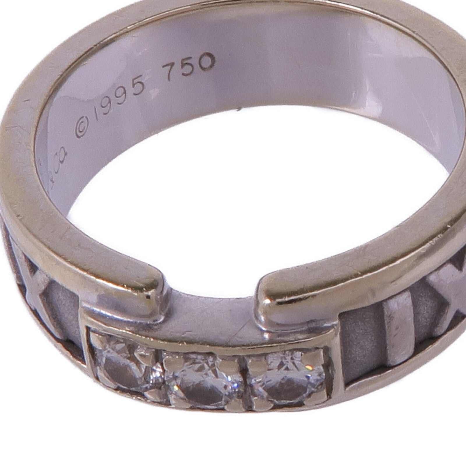 TIFFANY＆CO 18K白金Vintage Atlas Ring With Diamonds鑽石戒指US#4